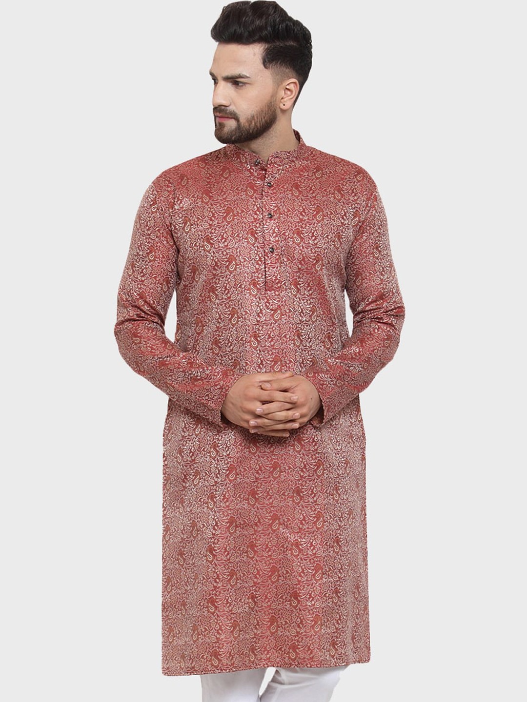 

Jompers Men Maroon & White Paisley Kurta