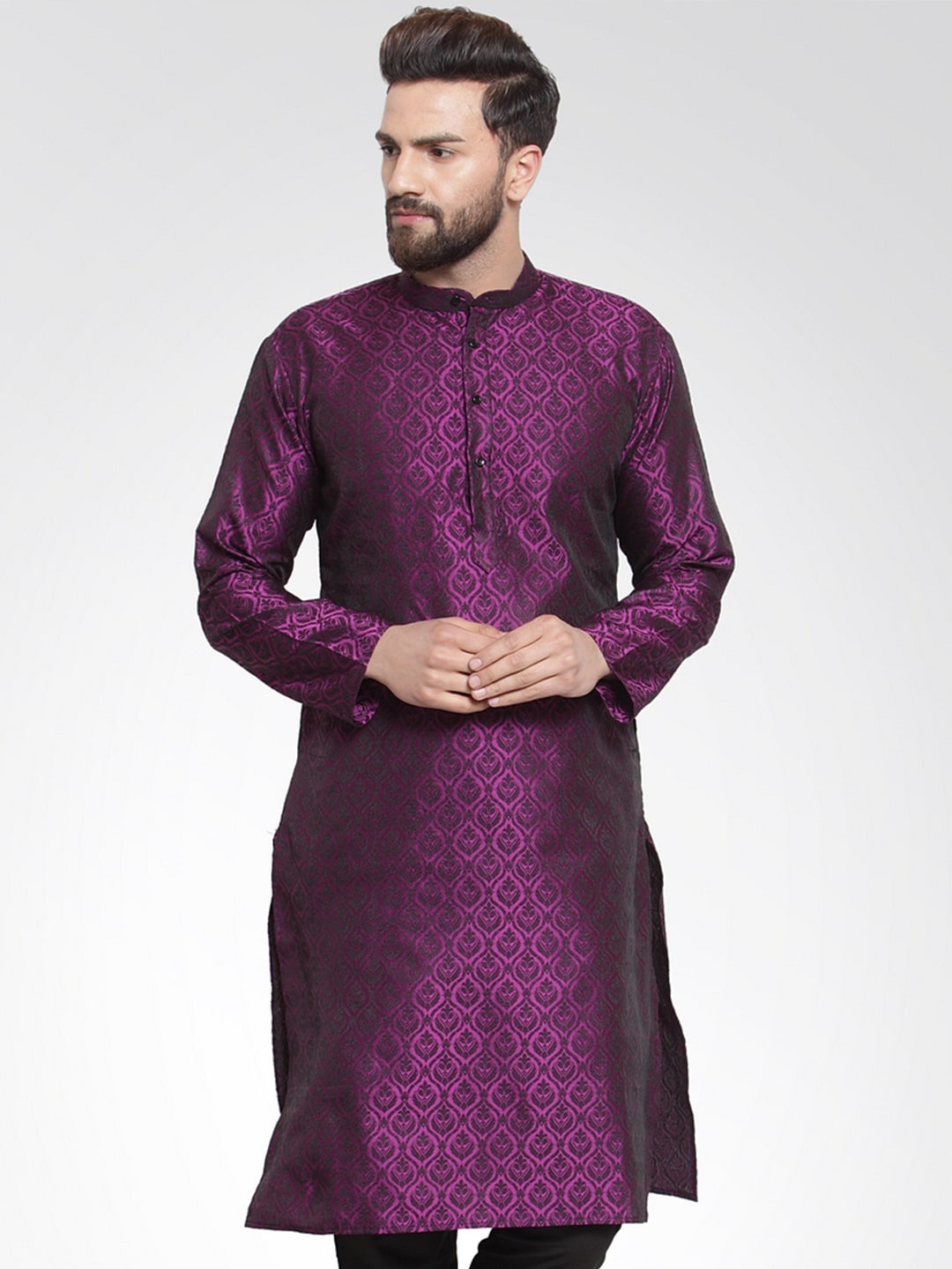 

Jompers Men Purple Thread Work Kurta