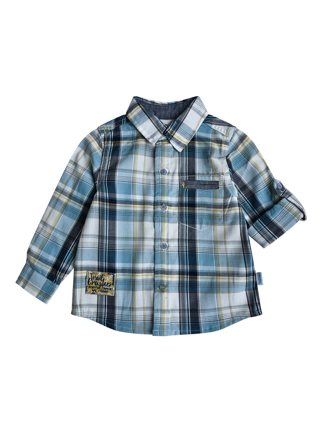 

milou Boys Blue & Yellow Opaque Checked Pure Cotton Casual Shirt