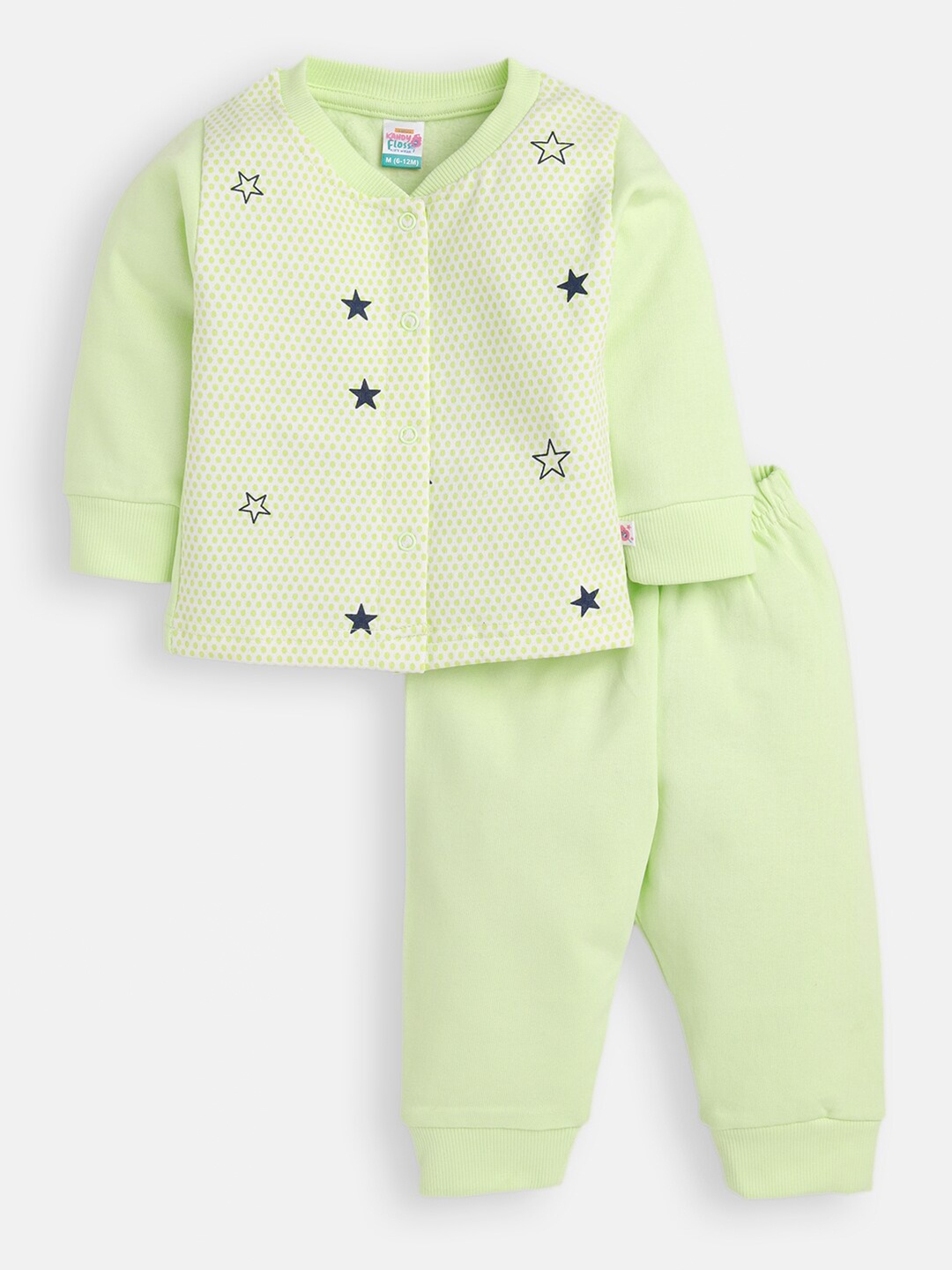 

AMUL Kandyfloss Unisex Kids Green Printed Pure Cotton T-shirt With Pyjamas