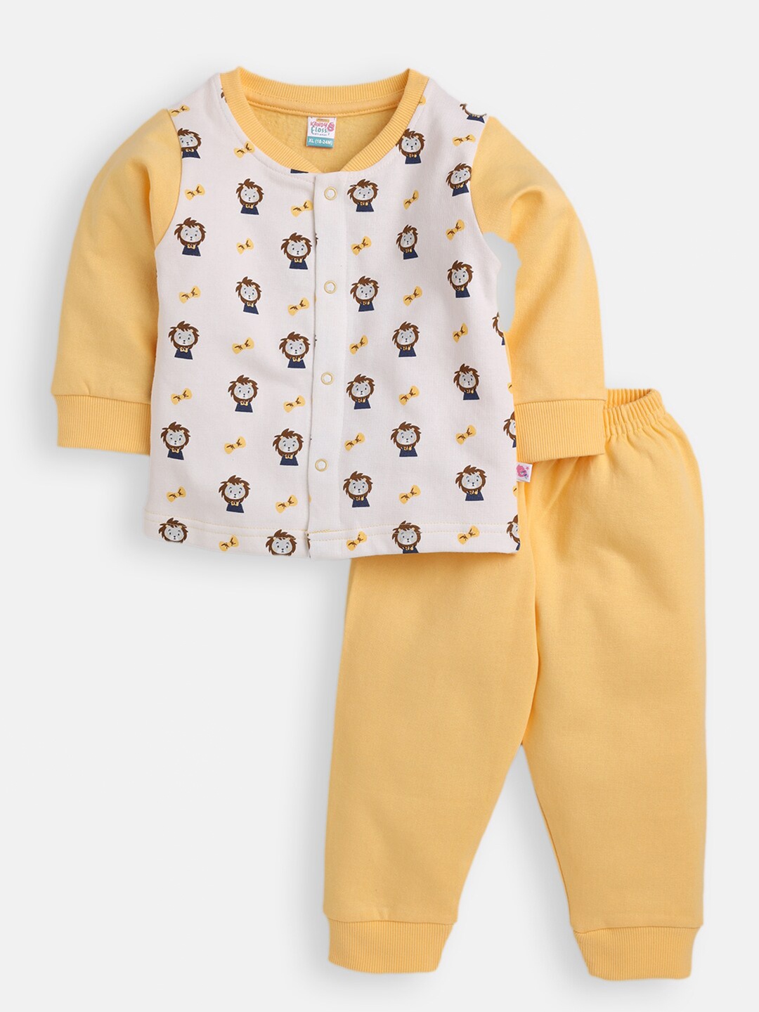 

AMUL Kandyfloss Unisex Kids Yellow & White Printed T-shirt with Pyjamas
