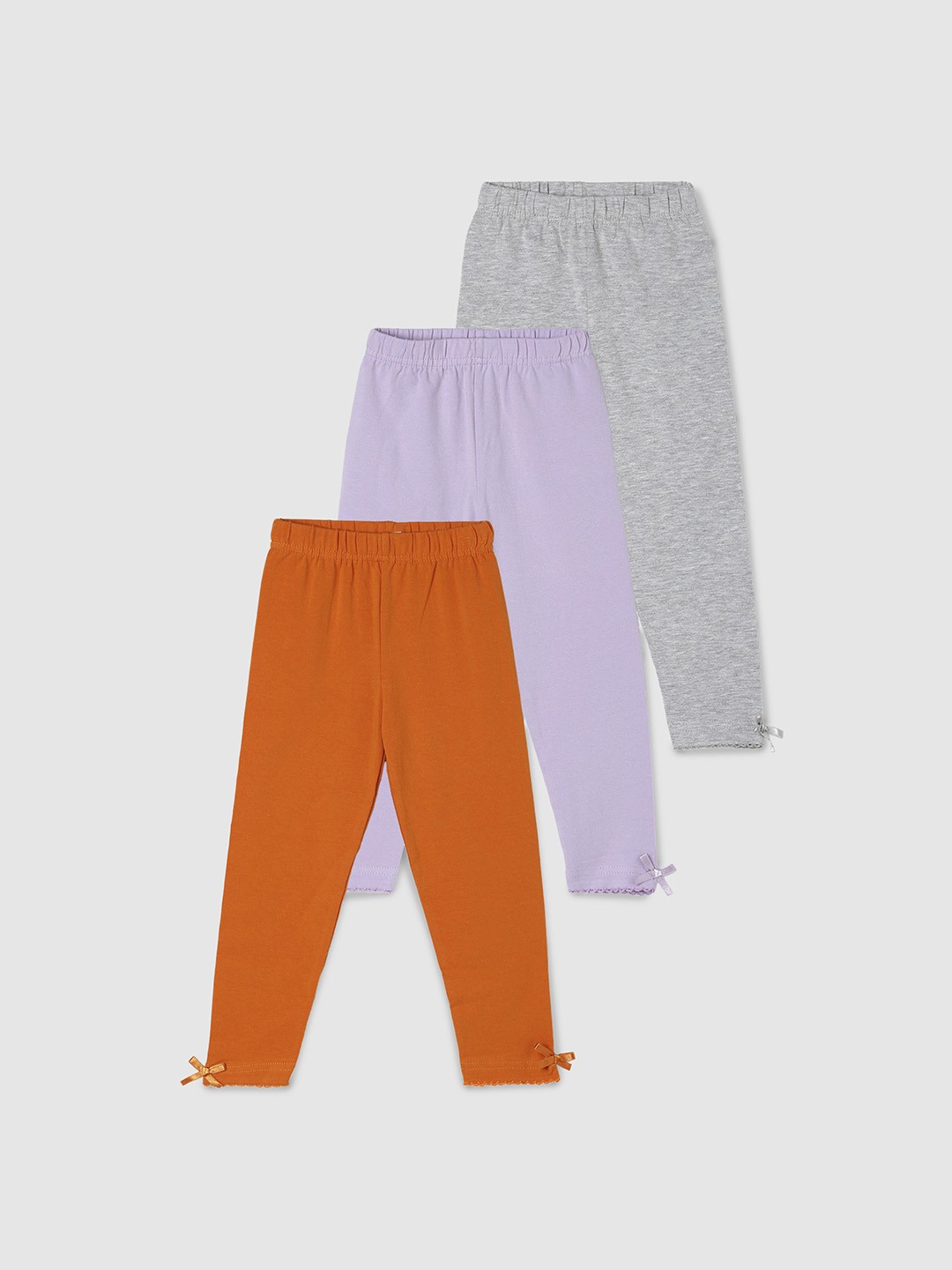 

max Girls Pack Of 3 Solid Ankle-Length Leggings, Orange