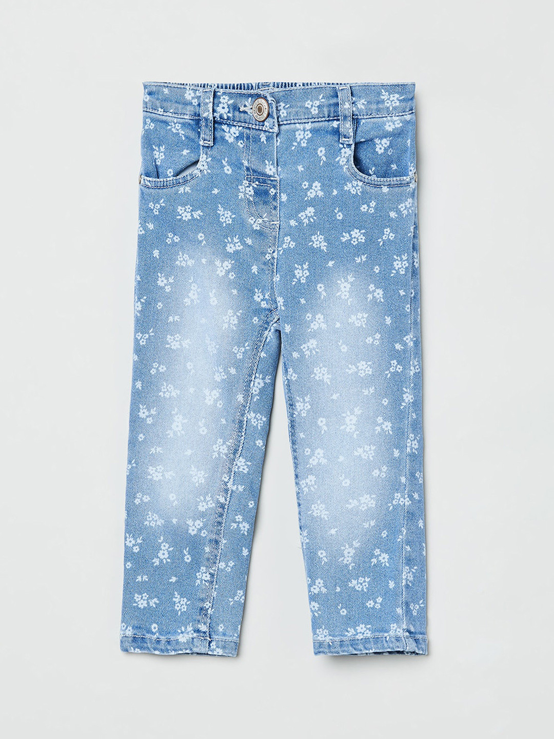 

max Girls Blue Slim Fit Slash Knee Heavy Fade Jeans