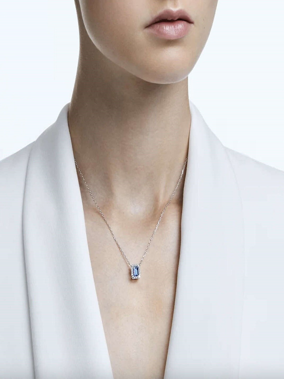 

SWAROVSKI Women Blue Rhodium-Plated Necklace