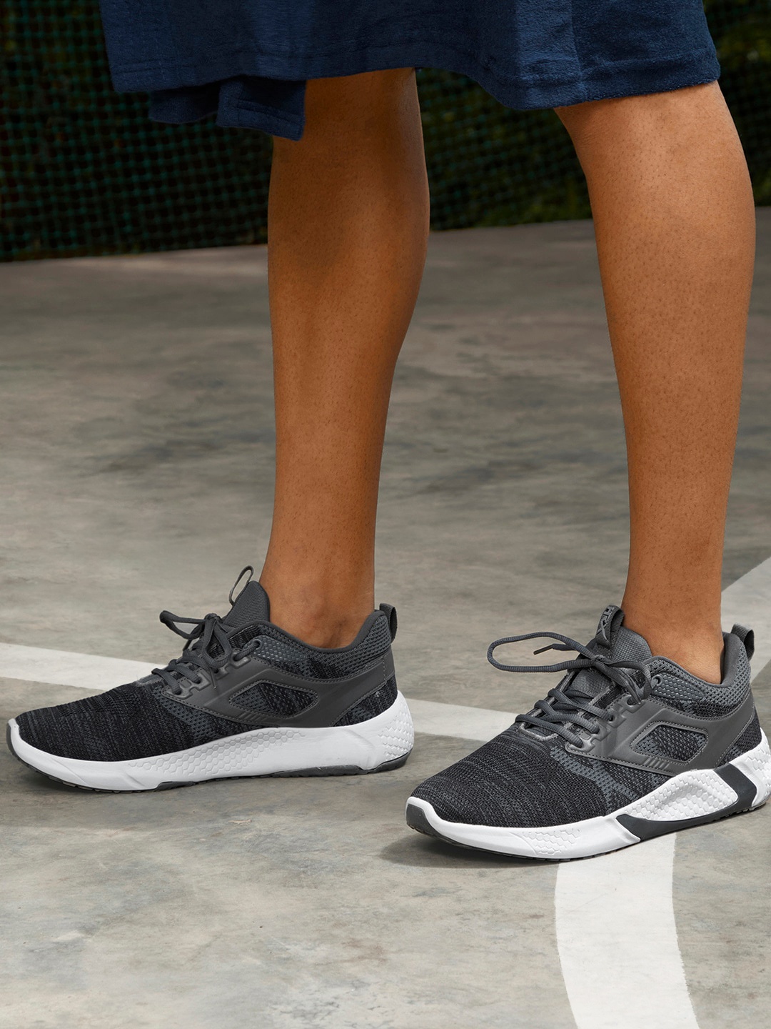 

HRX by Hrithik Roshan Men Black & Charcoal Grey Woven Design Urban Street Athleisure Shoes