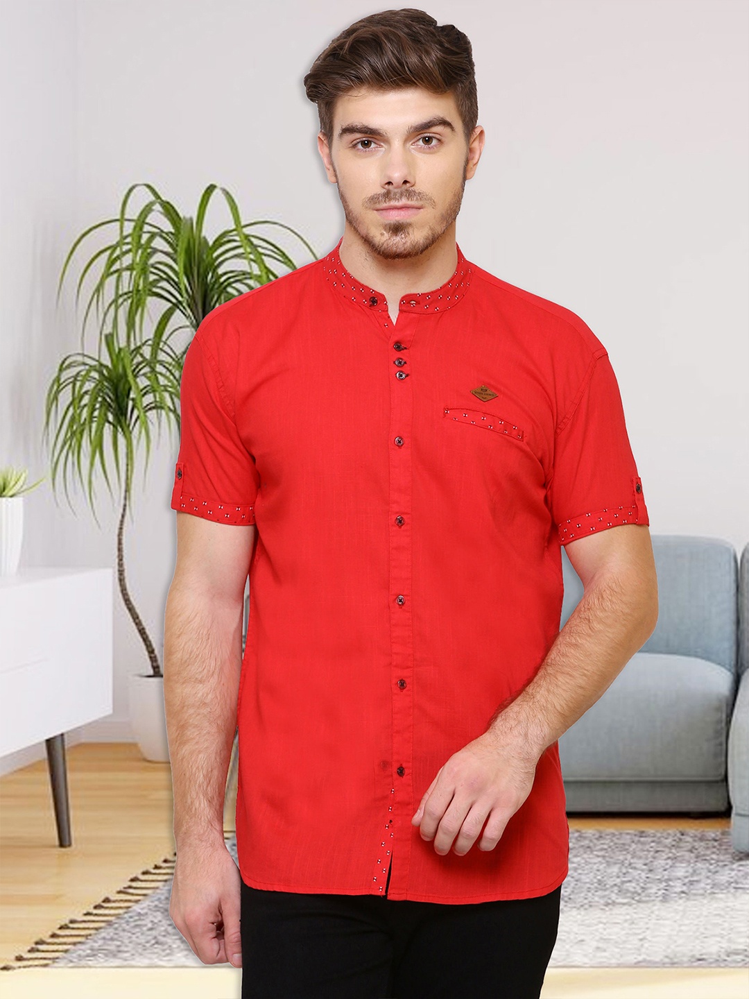 

Kuons Avenue Men Red Smart Slim Fit Casual Shirt