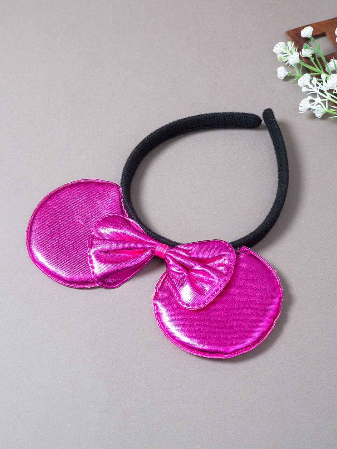 

Golden Peacock Women Pink & Black Micky Mouse Ears Bow Hairband