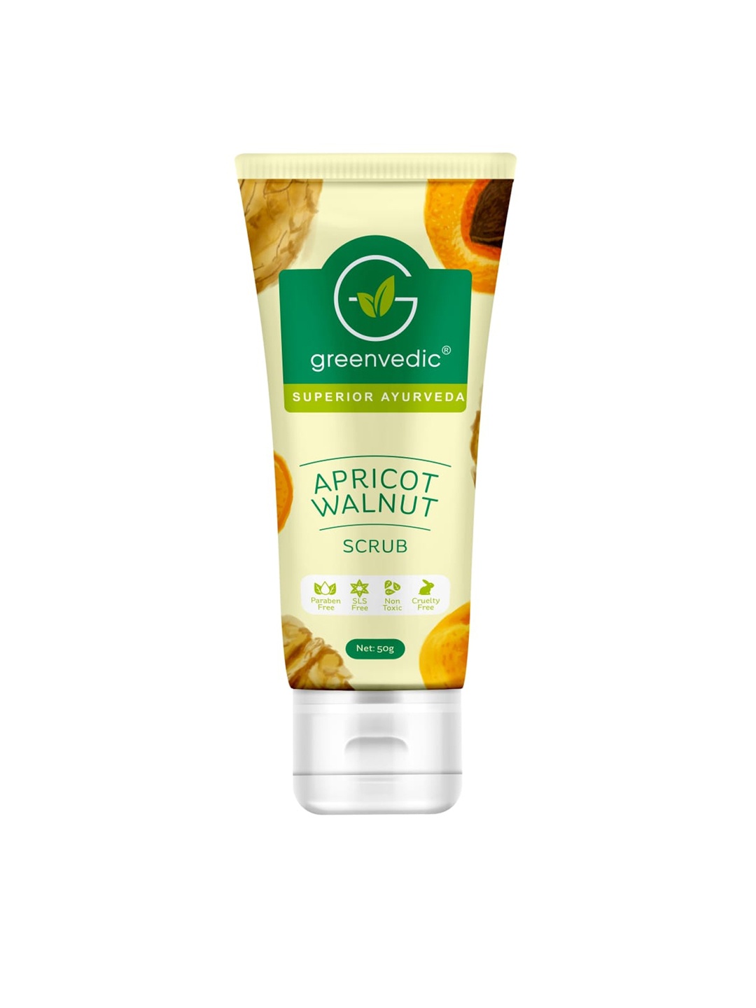 

Green Vedic Apricot Walnut Scrub, Cream