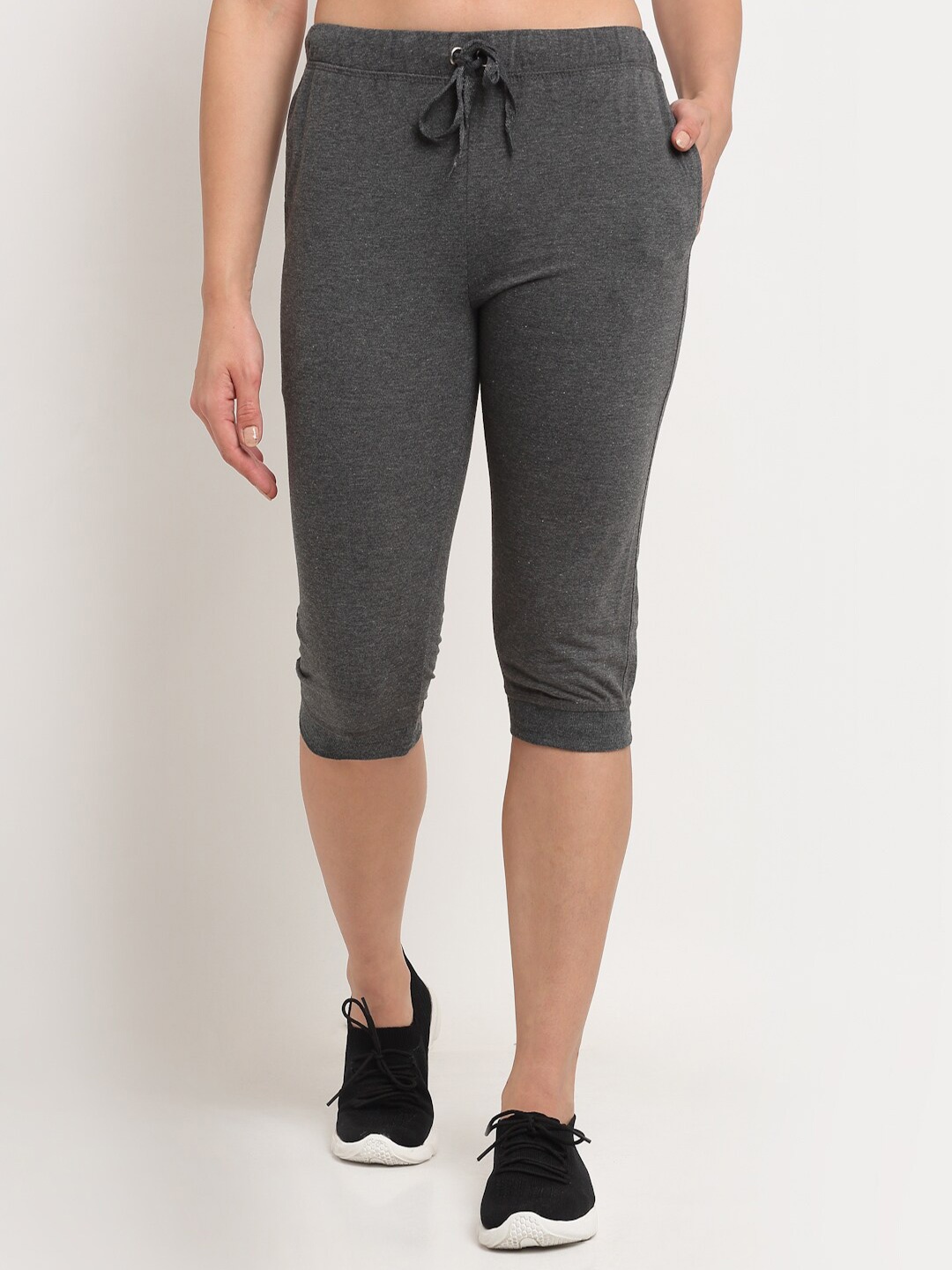 

VIMAL JONNEY Women Grey Solid Regular Fit Capris