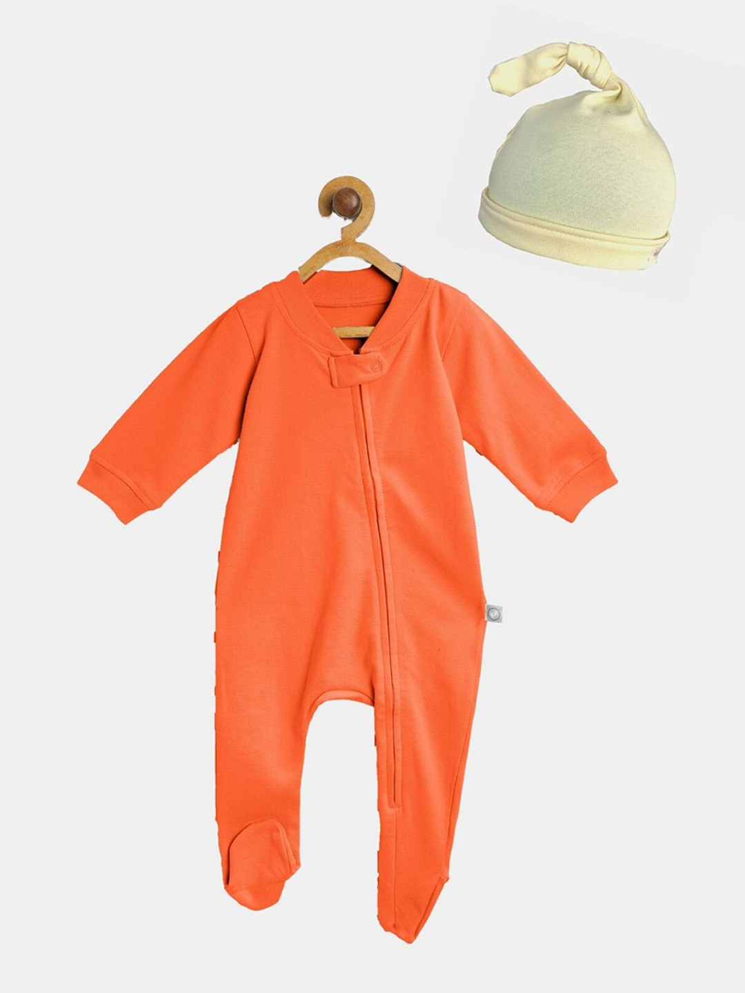 

cherrytoes Unisex Kids Oranfe & Yellow Baby apparel zip sleepsuit, Orange