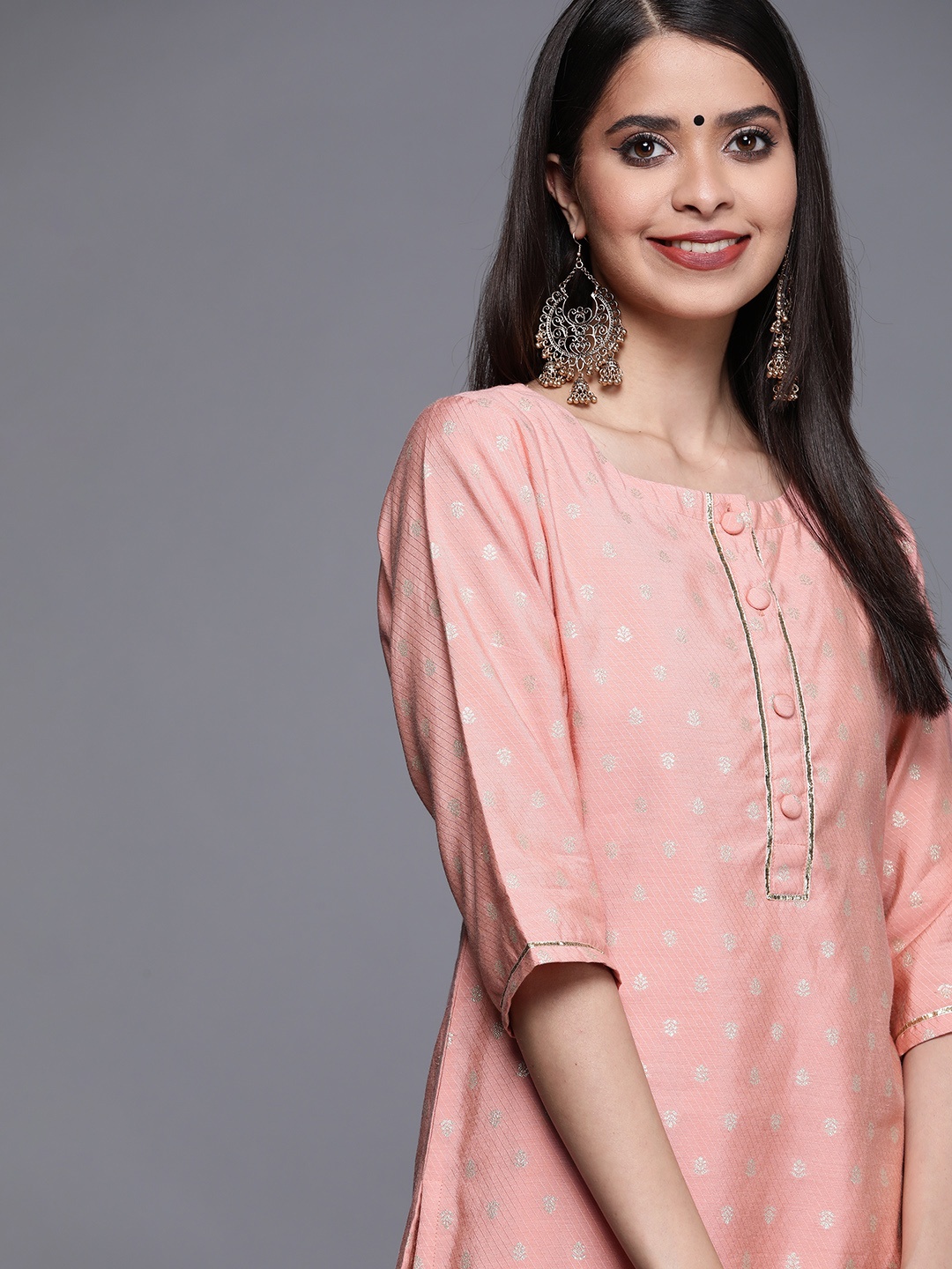 

Libas Women Pink Gotta Patti Chanderi Silk Kurta