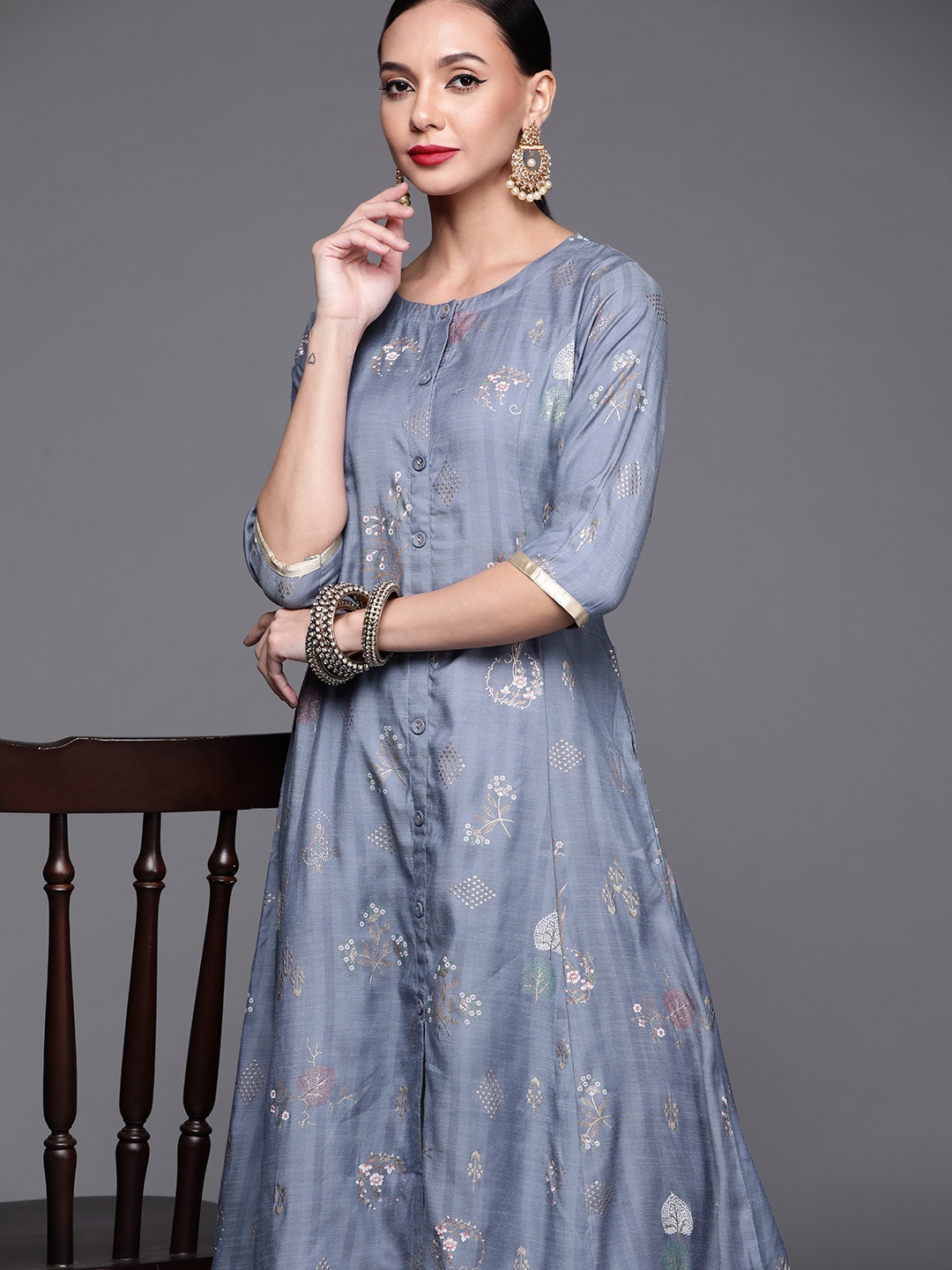 

Libas Women Blue Floral Printed Kurta