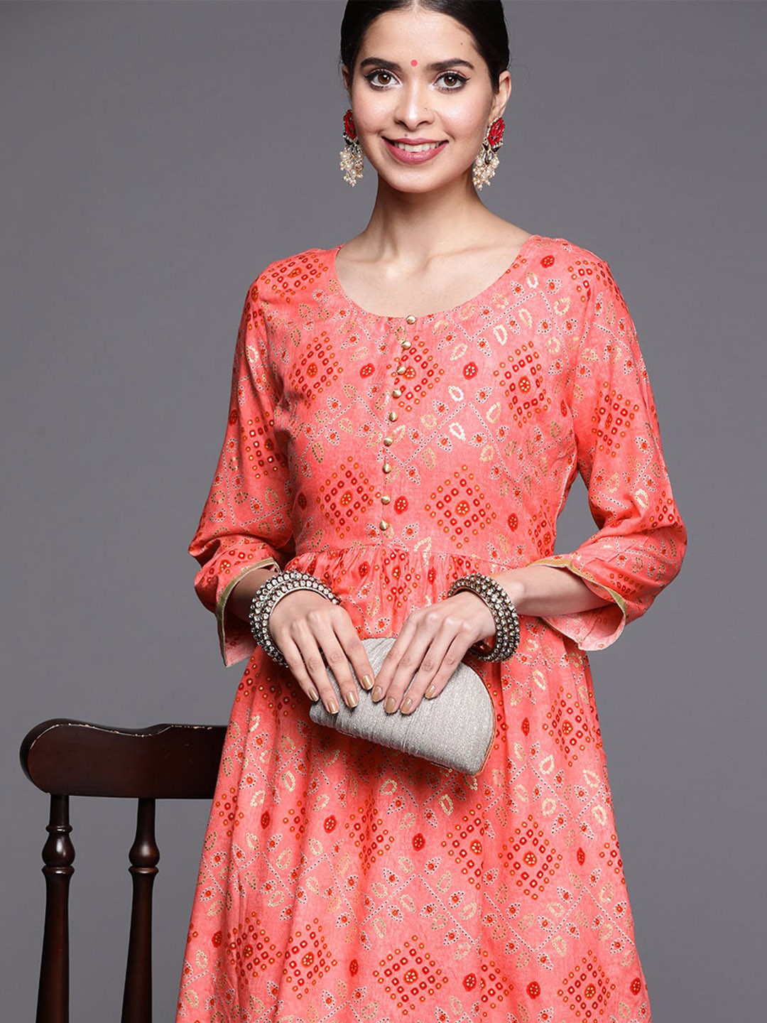

Libas Pink Ethnic Maxi Dress