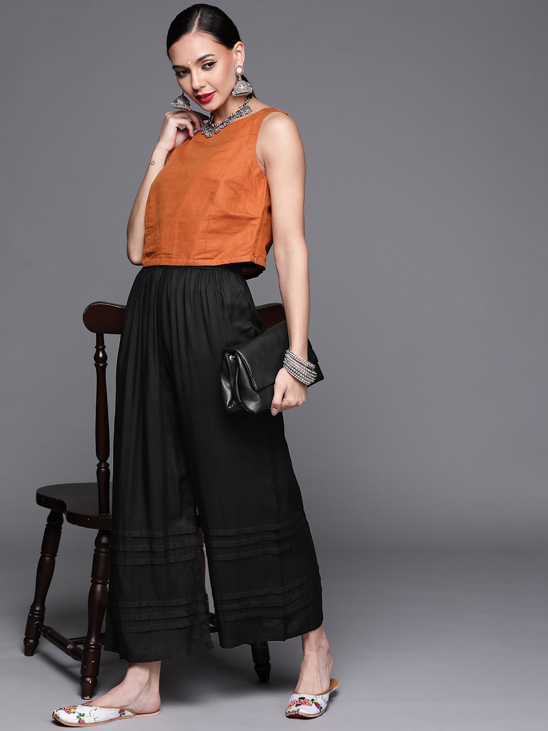 

Libas Women Black Ethnic Palazzos