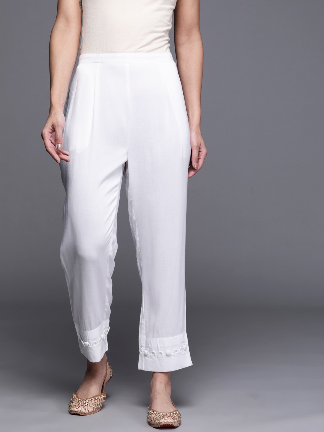 

Libas Women White Easy Wash Trousers