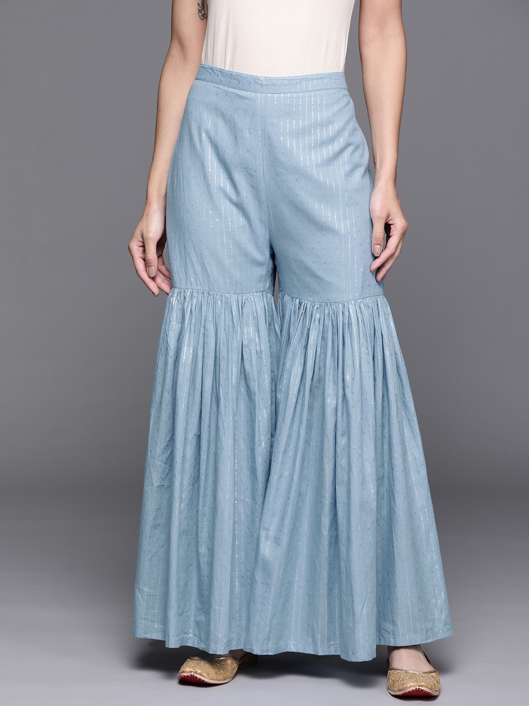

Libas Women Blue Flared Ethnic Sharara