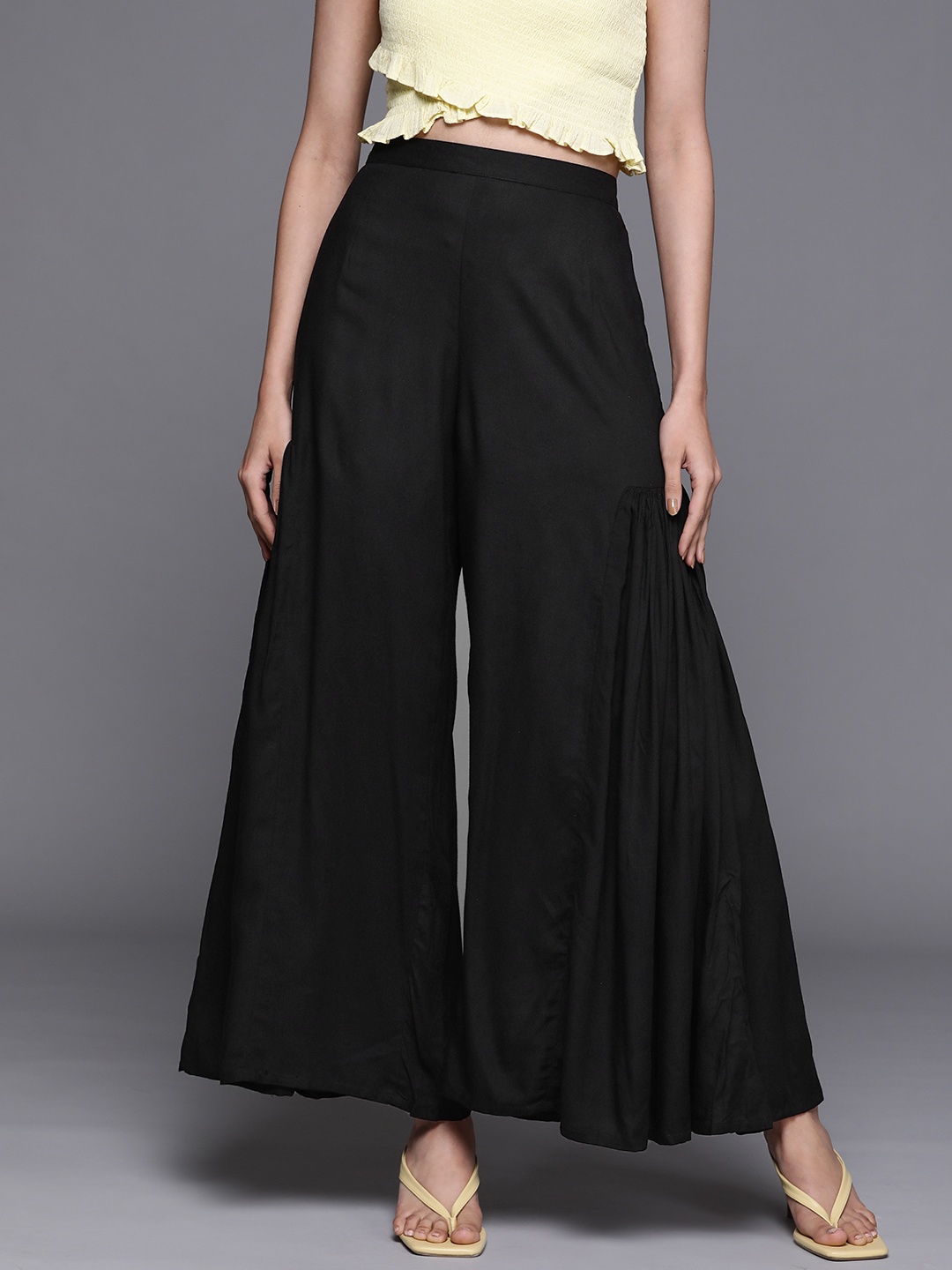 

Libas Women Black Flared Ethnic Palazzos