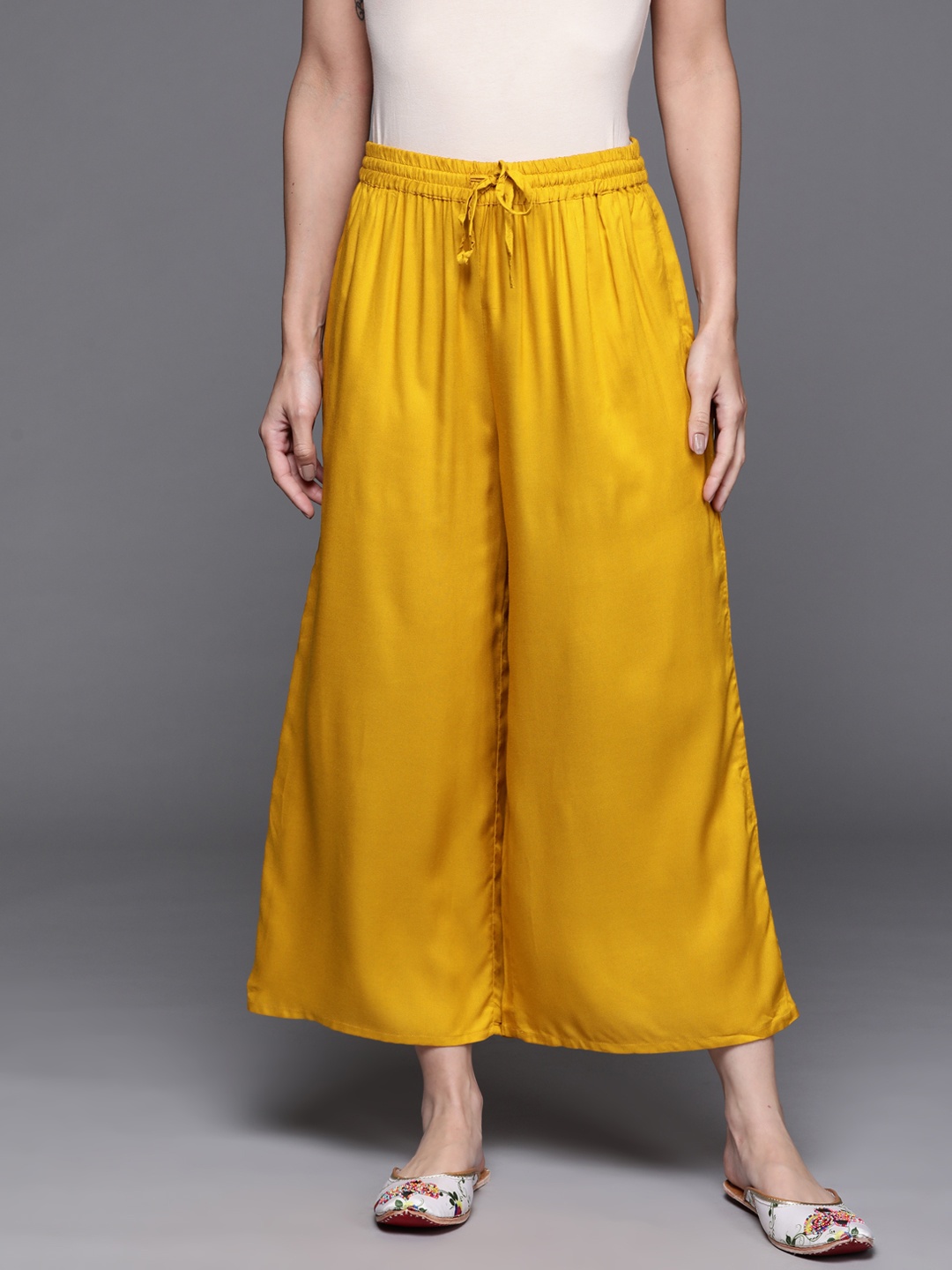 

Libas Women Yellow Ethnic Cropped Palazzos