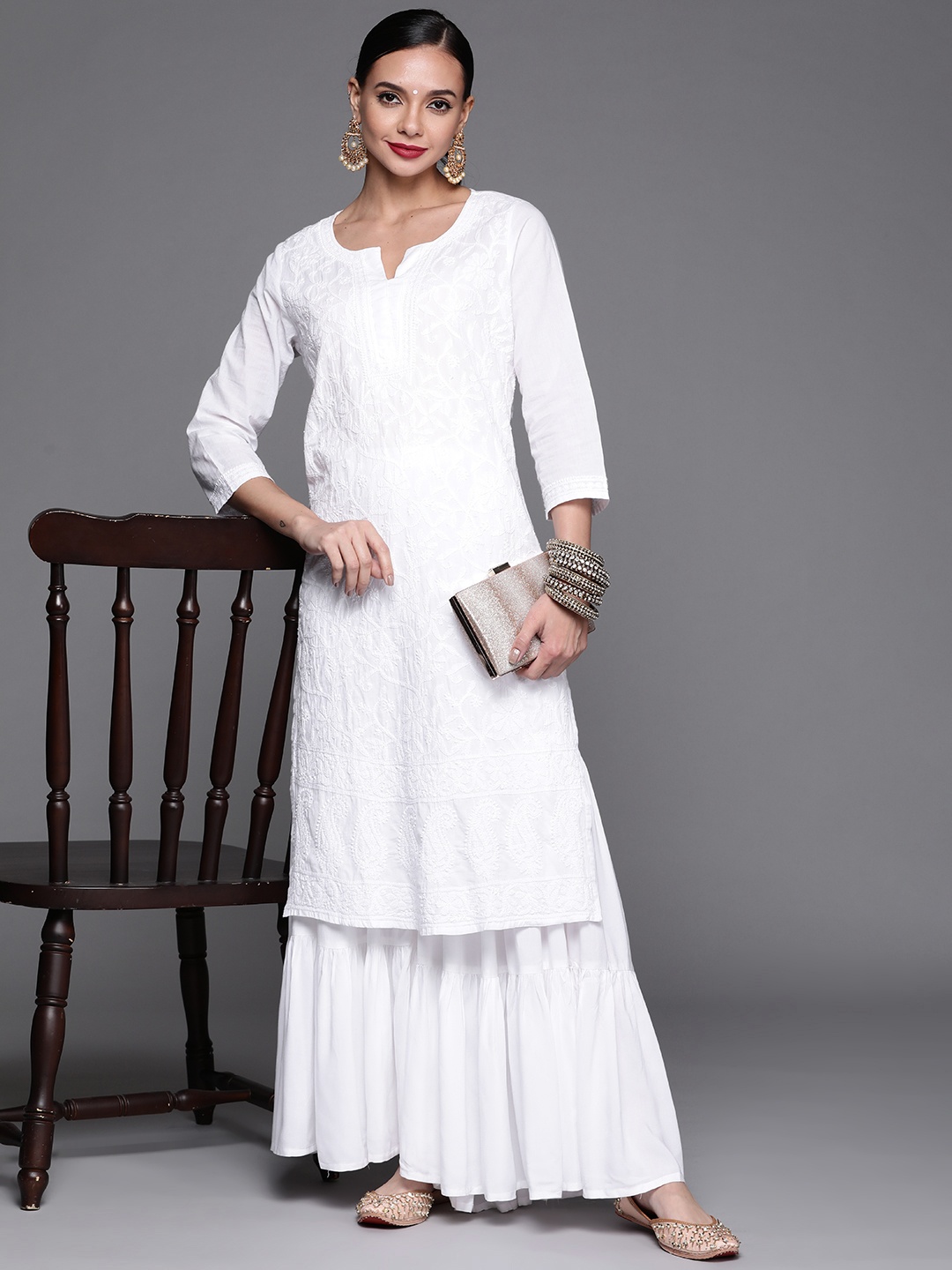 

Libas Women White Solid Sharara