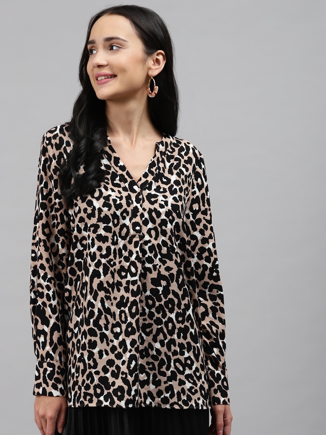 

Marks & Spencer Brown & Black Animal Blouson Top