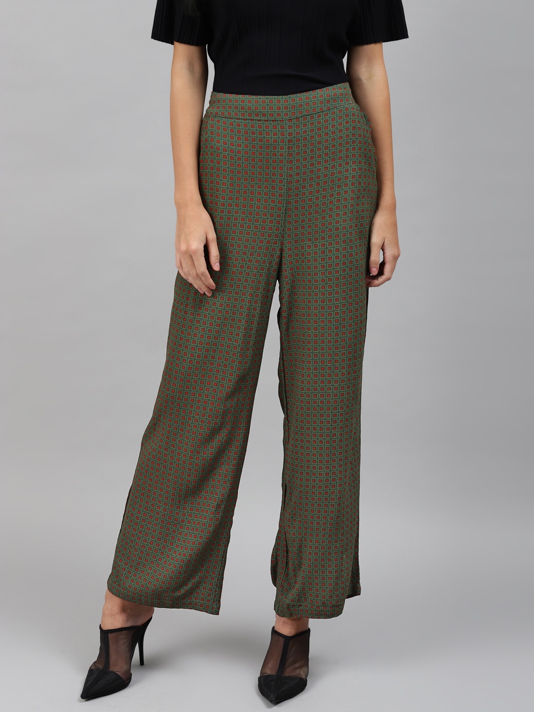 

Marks & Spencer Women Green Printed Trousers