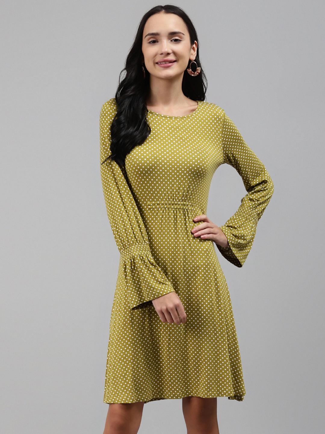 

Marks & Spencer Green & White Printed A-Line Dress