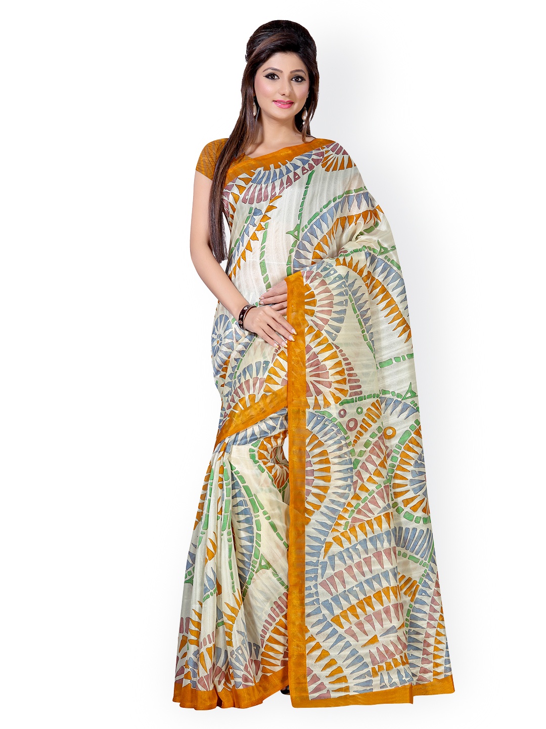 

Saree mall Cream-Coloured Art Silk Printed Saree
