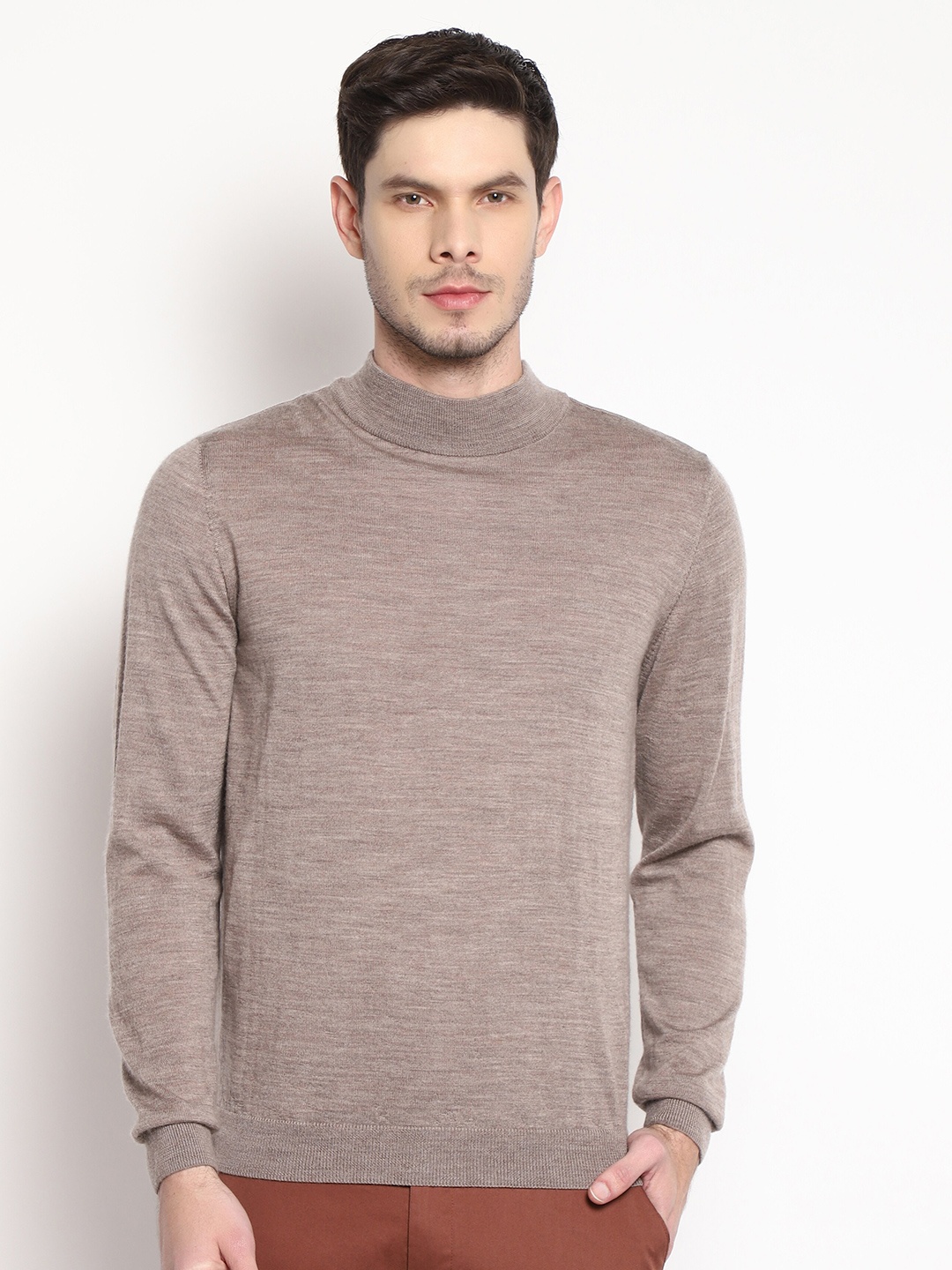 

Blackberrys Men Beige Self Designed Pullover Sweater