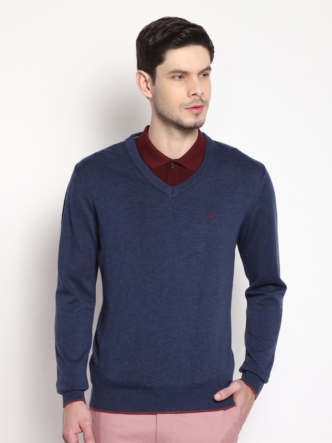 

Blackberrys Men Blue Solid Pullover Sweater