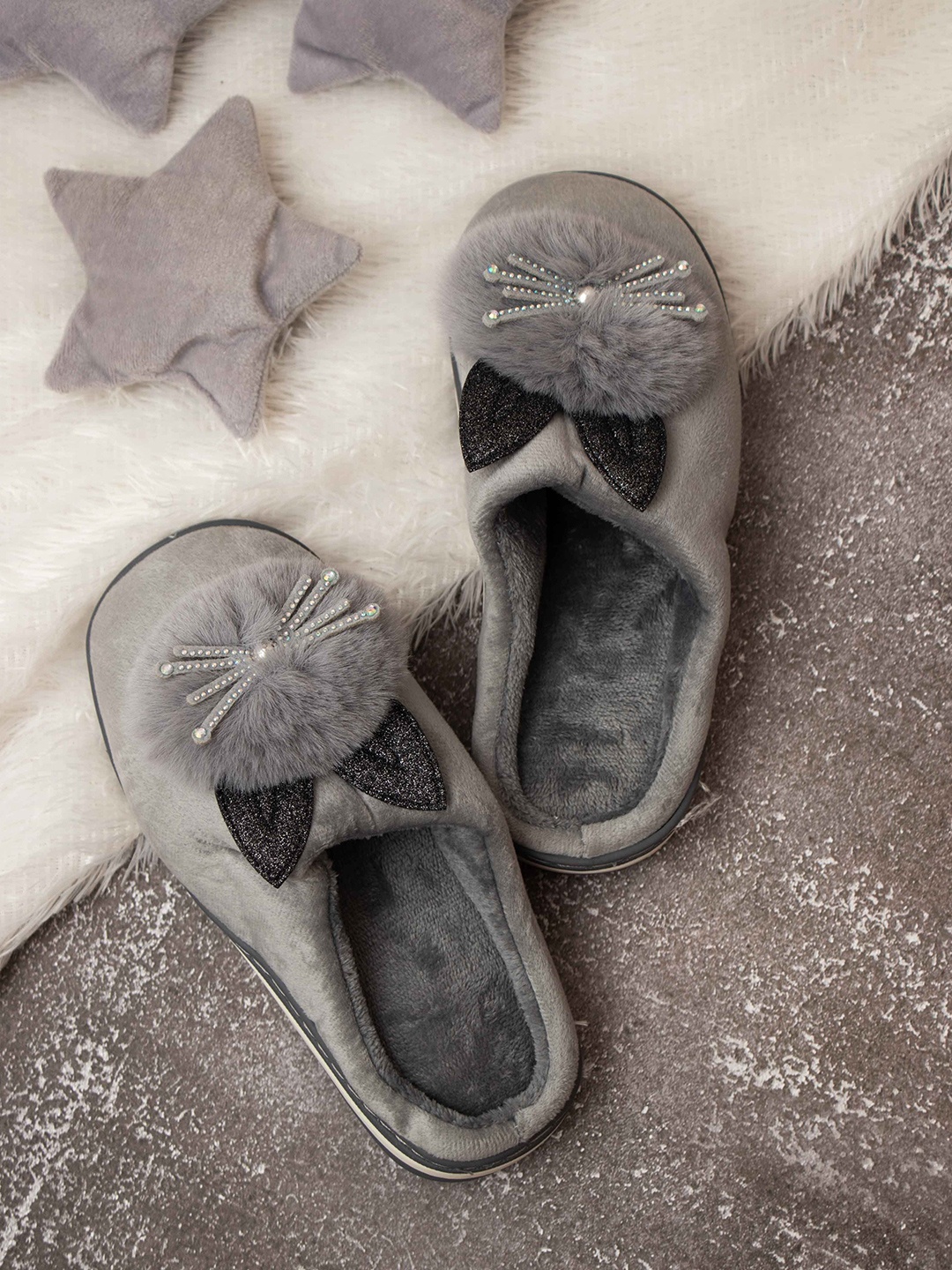 

Brauch Women Grey Embellished Room Slippers