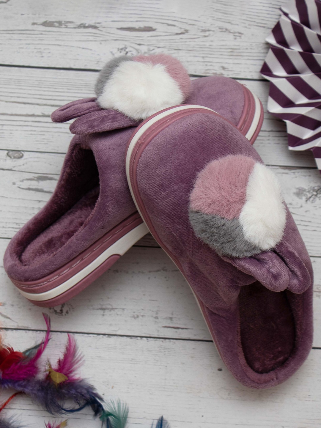 

Brauch Women Purple & White Room Slippers