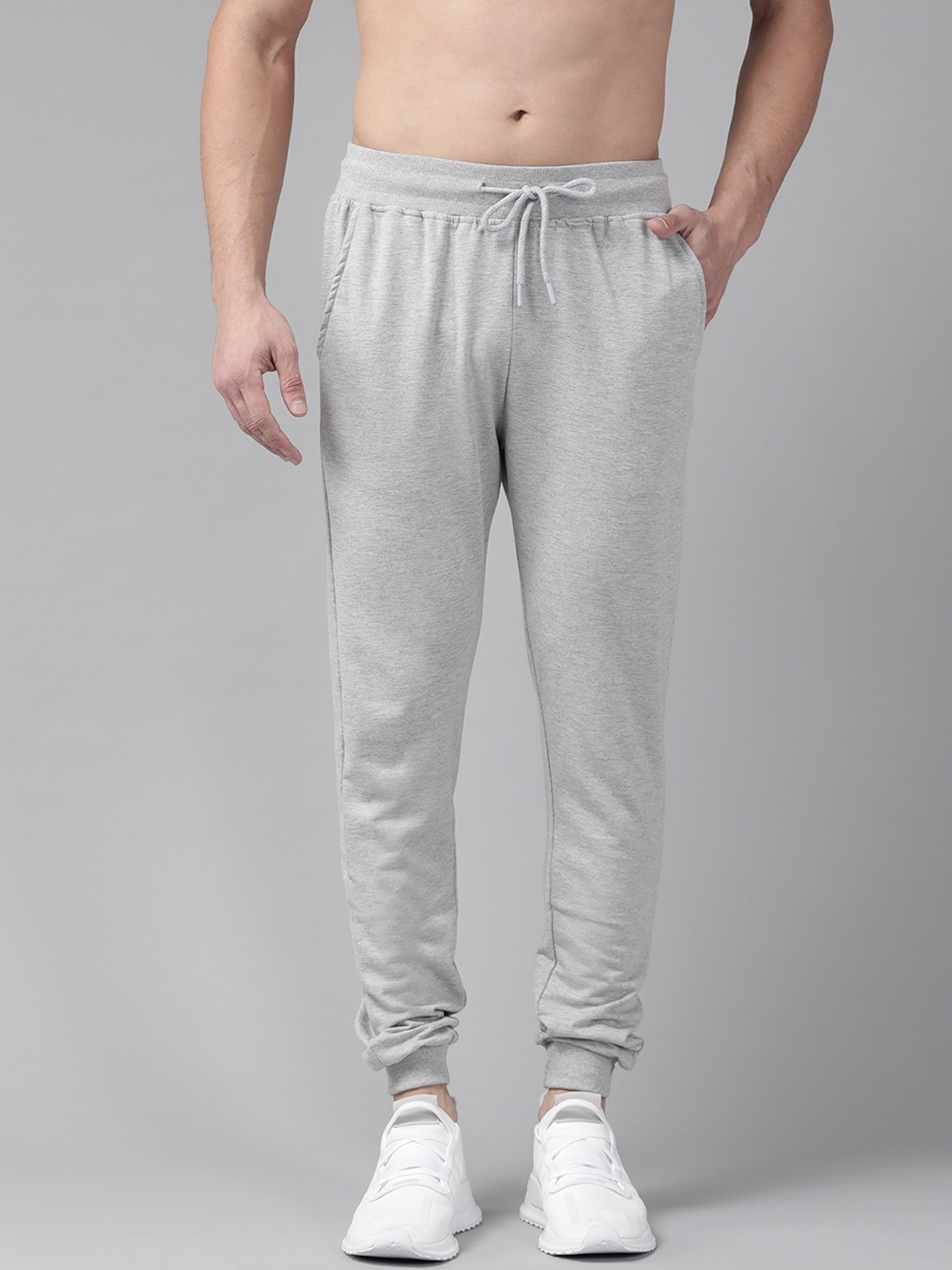 

Roadster Men Grey Melange Solid Knitted Relaxed Fit Joggers