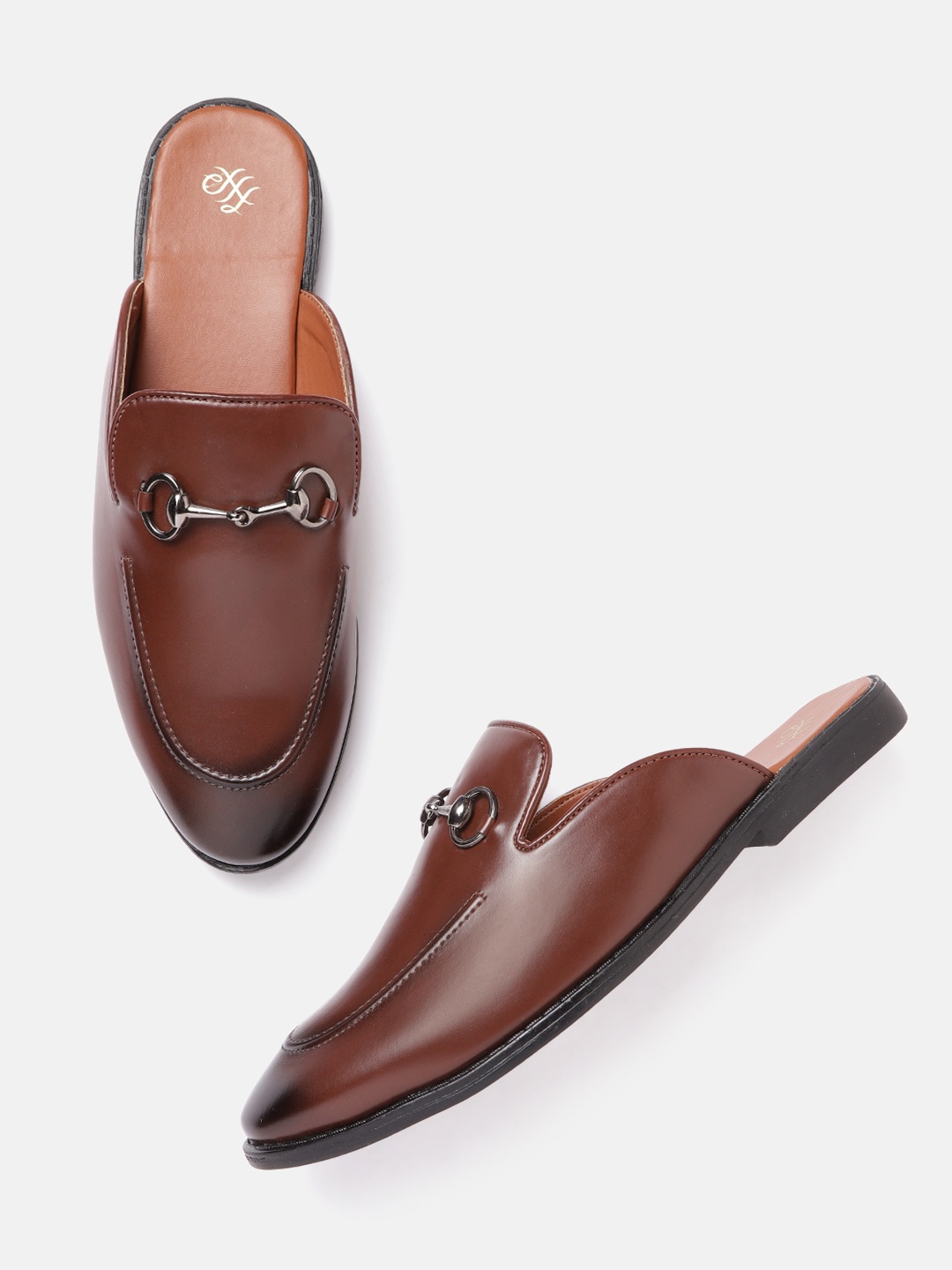 

House of Pataudi Men Brown Handcrafted Solid Mules