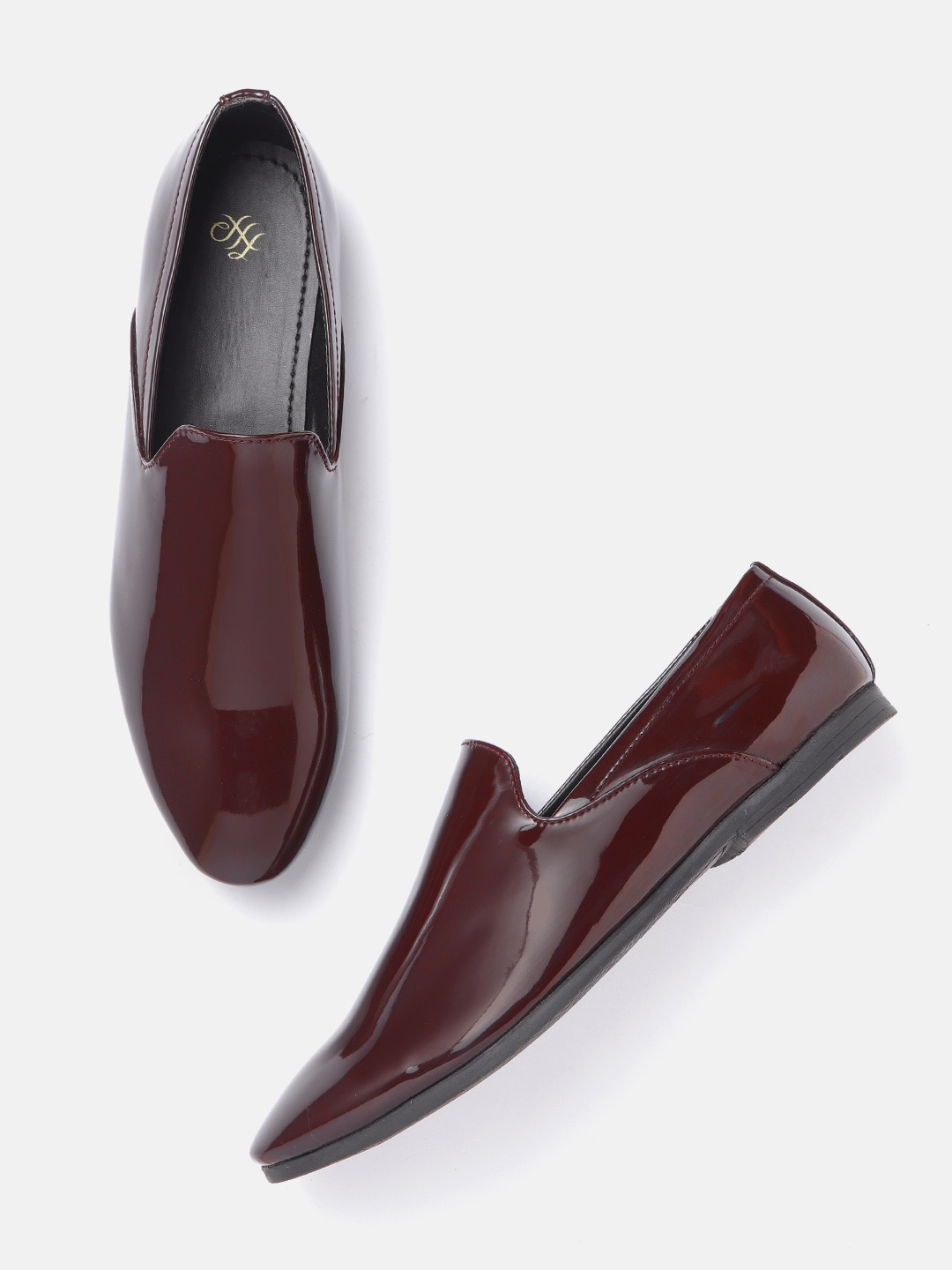 

House of Pataudi Men Maroon PU Slip-Ons