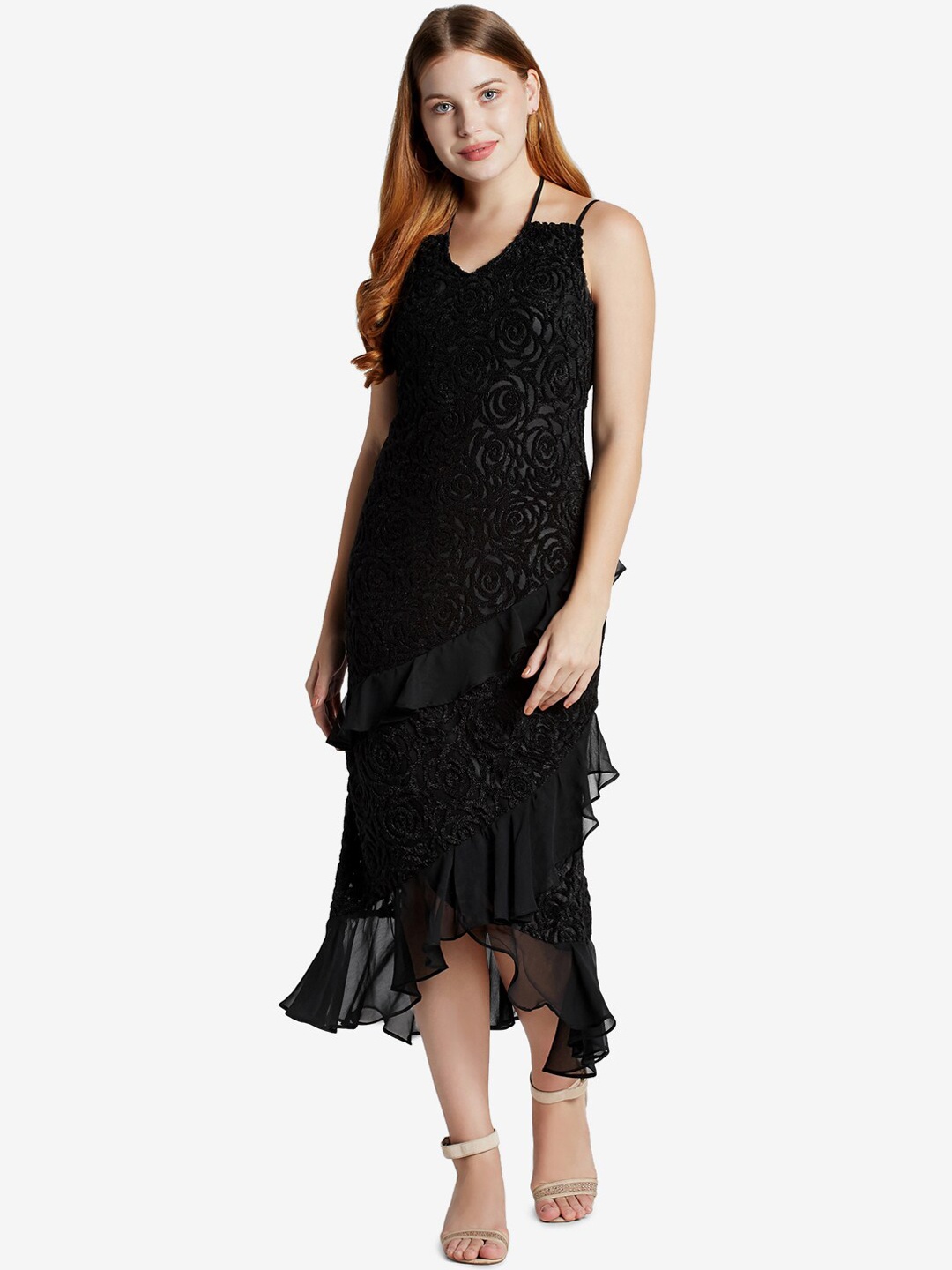 

Emmyrobe Black Self Design Midi Dress
