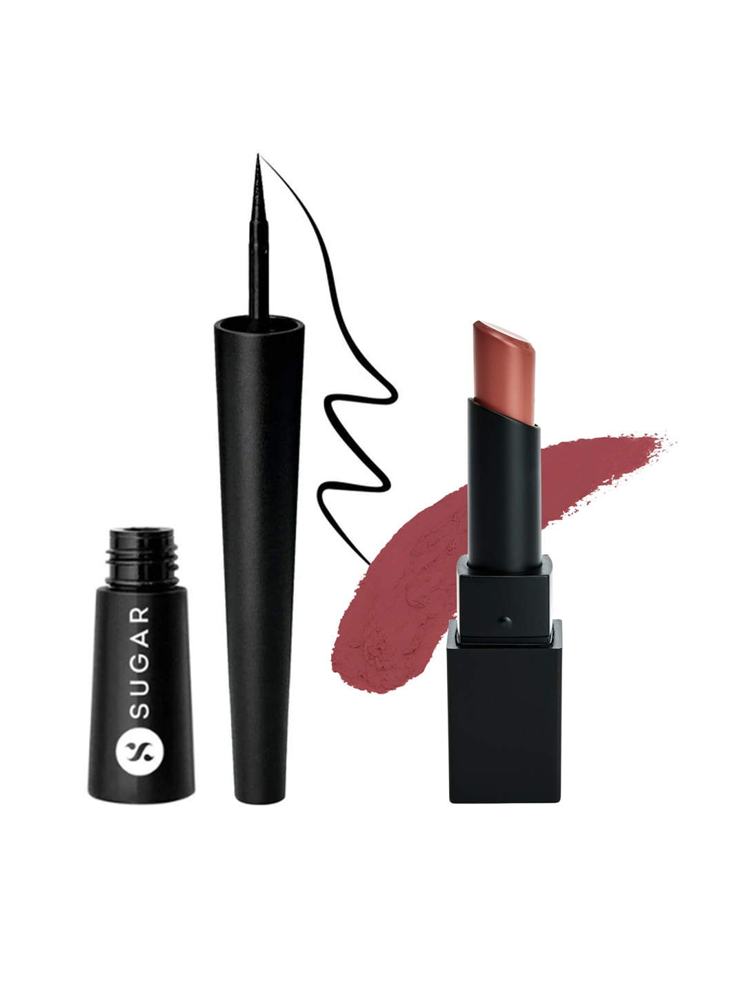 

SUGAR Nothing Else Matter Lipstick -10 & Gloss Boss 24HR Eyeliner - 01, Brown
