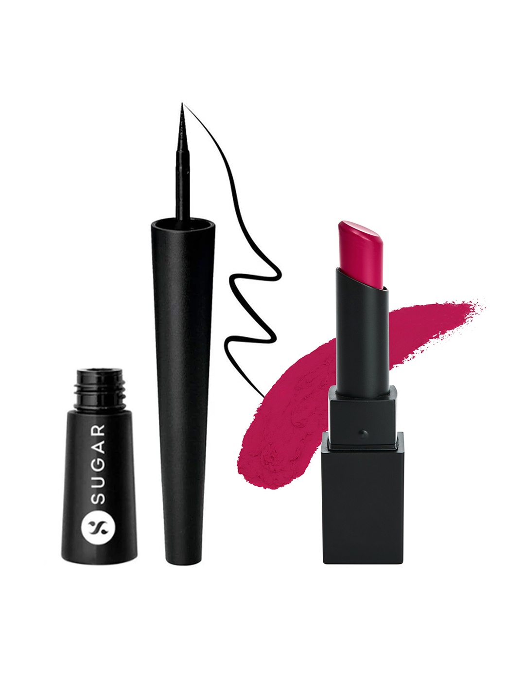 

SUGAR Set Of Nothing Else Matter Longwear Lipstick - 06 & Gloss Boss 24HR Eyeliner - 01, Pink