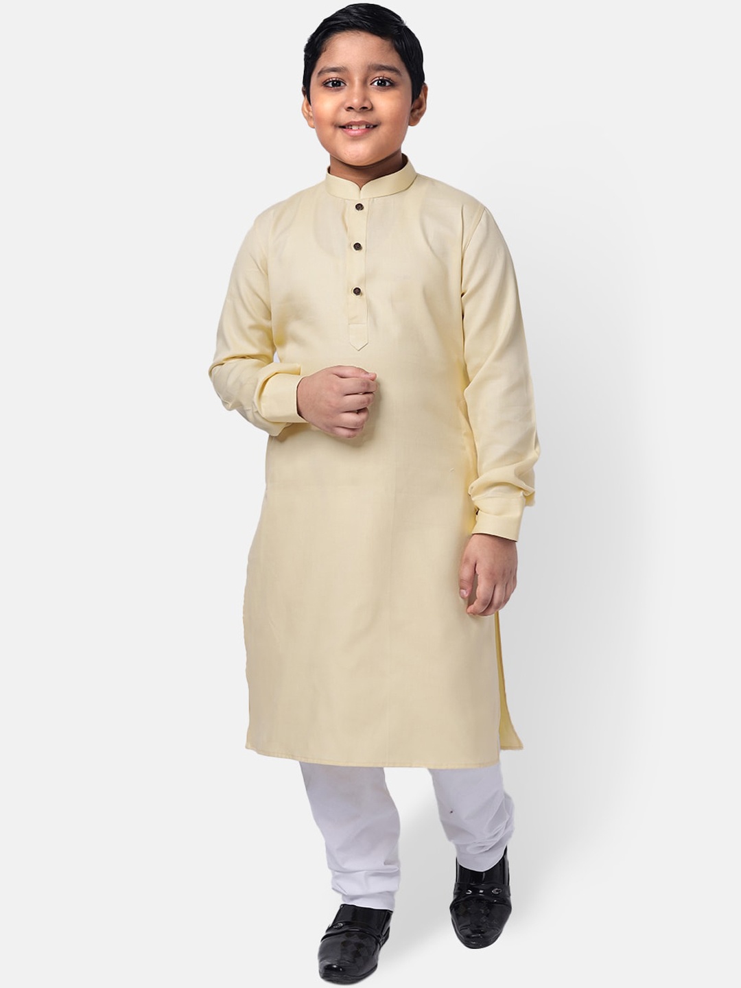 

NAMASKAR Boys Cream Regular Pure Cotton Kurta with Pyjamas