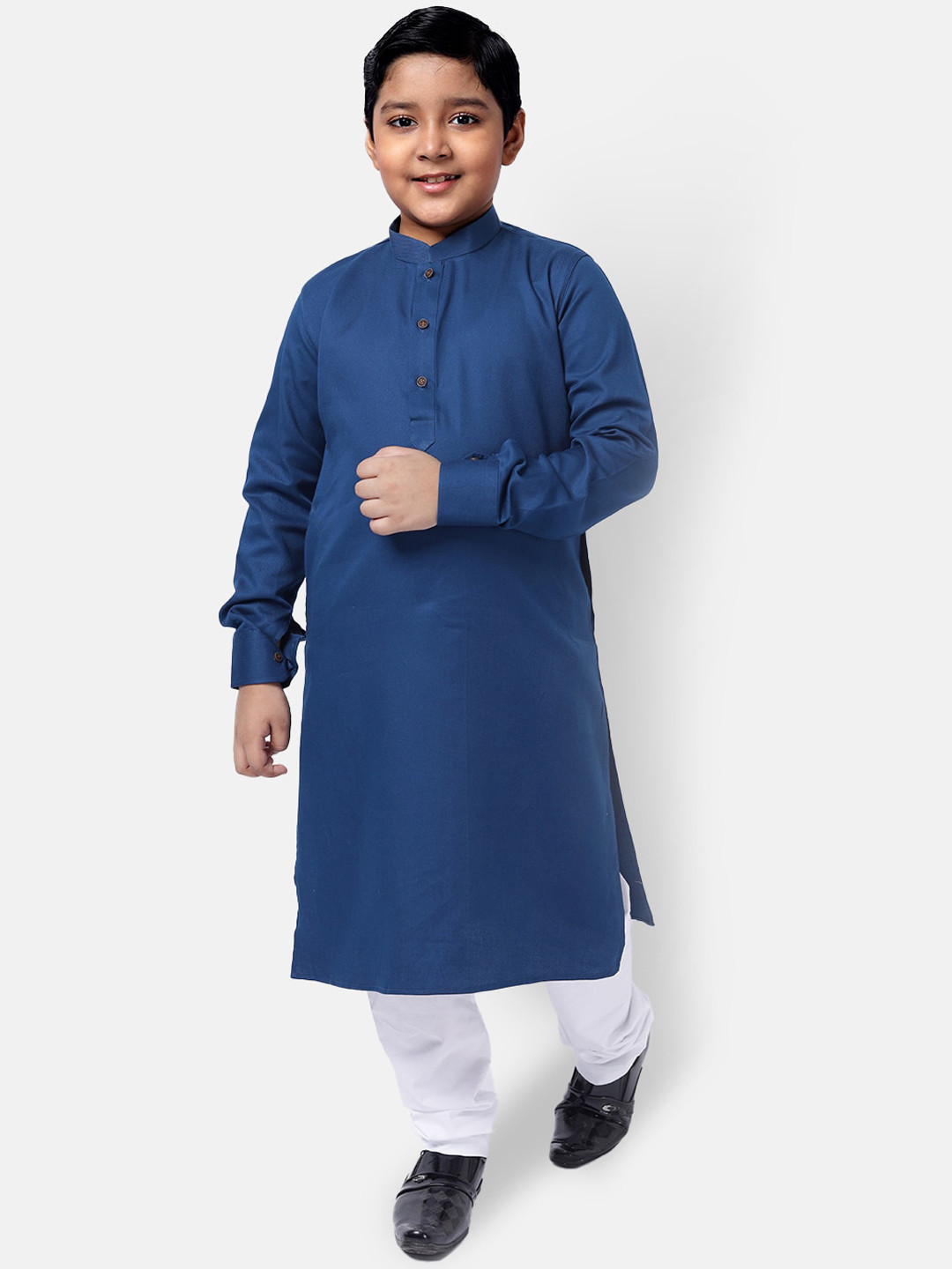 

NAMASKAR Boys Blue Regular Pure Cotton Kurta with Pyjamas