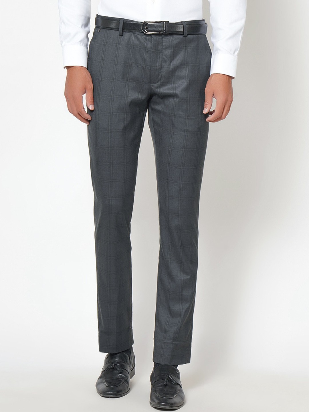 

Blackberrys Men Charcoal B-95 Slim Fit Formal Trousers