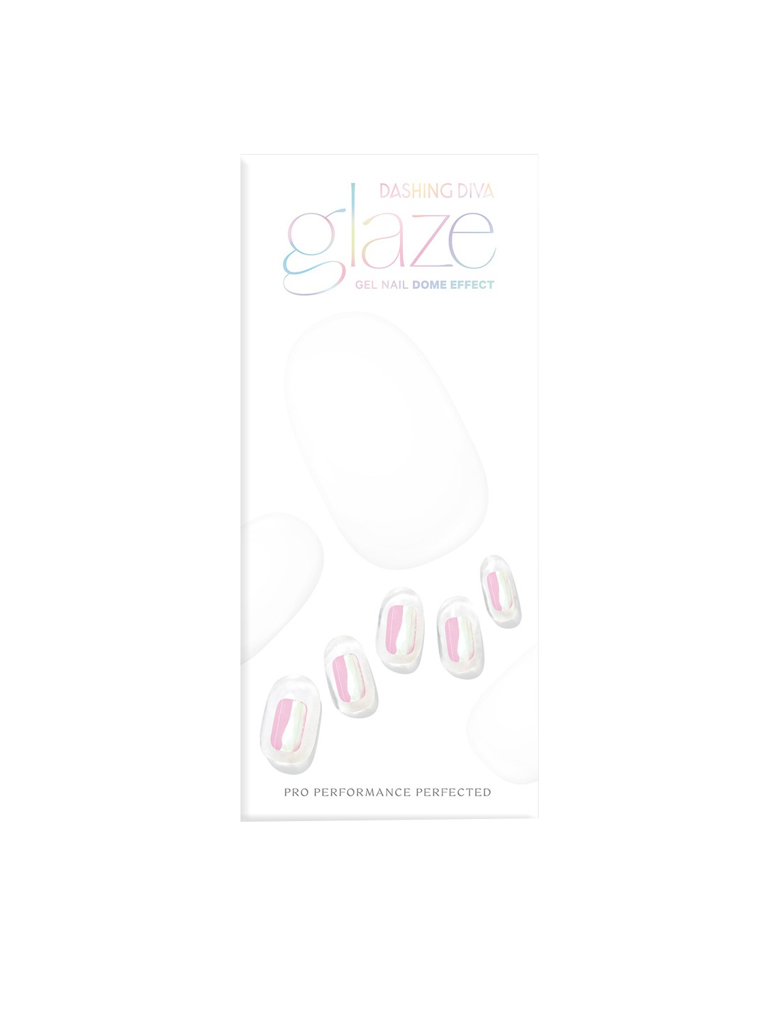 

Dashing Diva White & Pink Glaze Ice Crystal Long Gel Nail