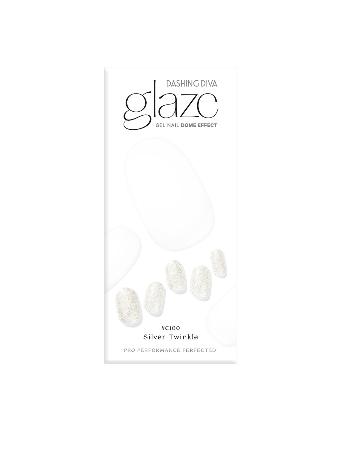 

Dashing Diva Silver Twinkle Dome Effect Gel Nail