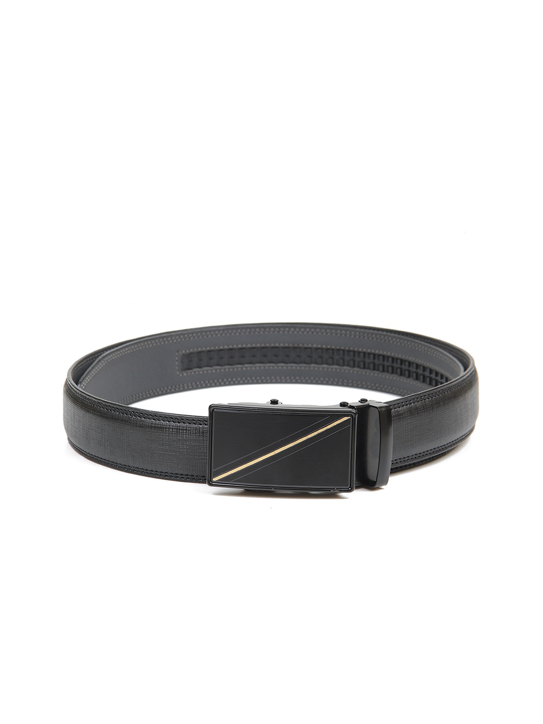 

Calvadoss Men Black Textured No Holes Belt