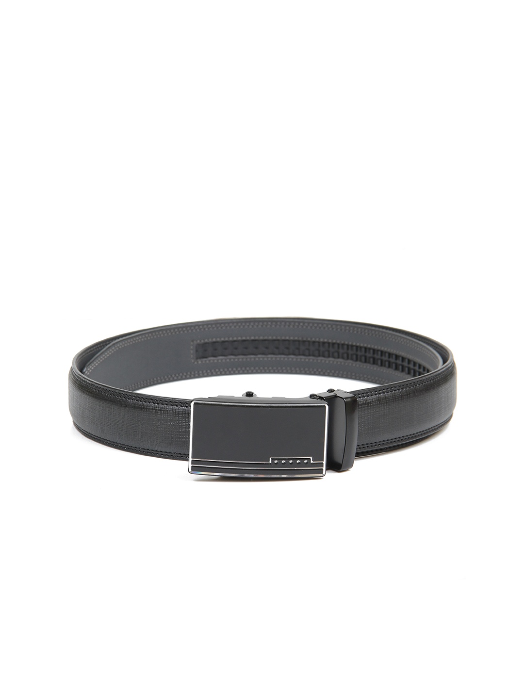 

Calvadoss Men Black Textured No Holes Belt