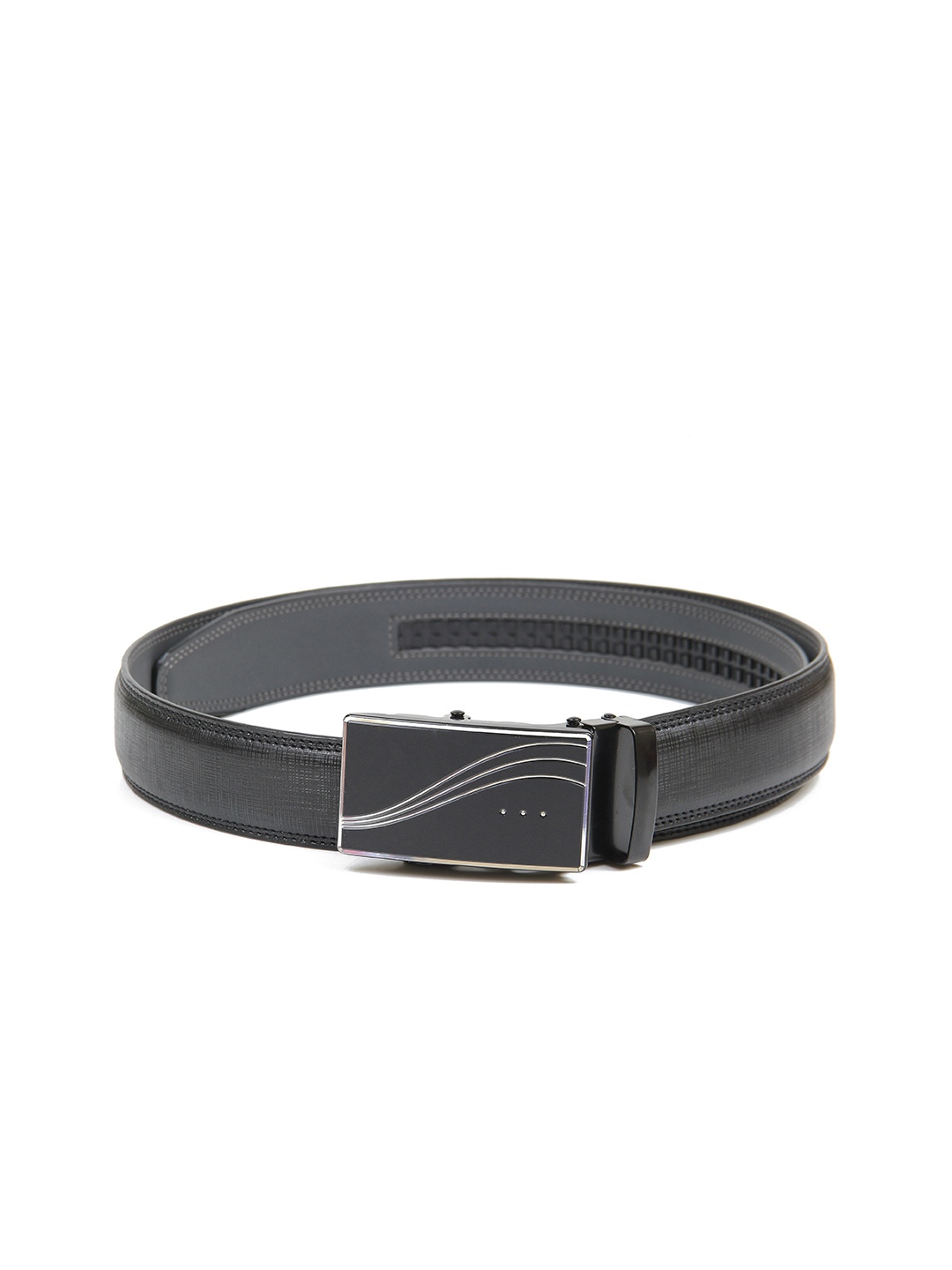 

Calvadoss Men Black Textured No Holes Belt