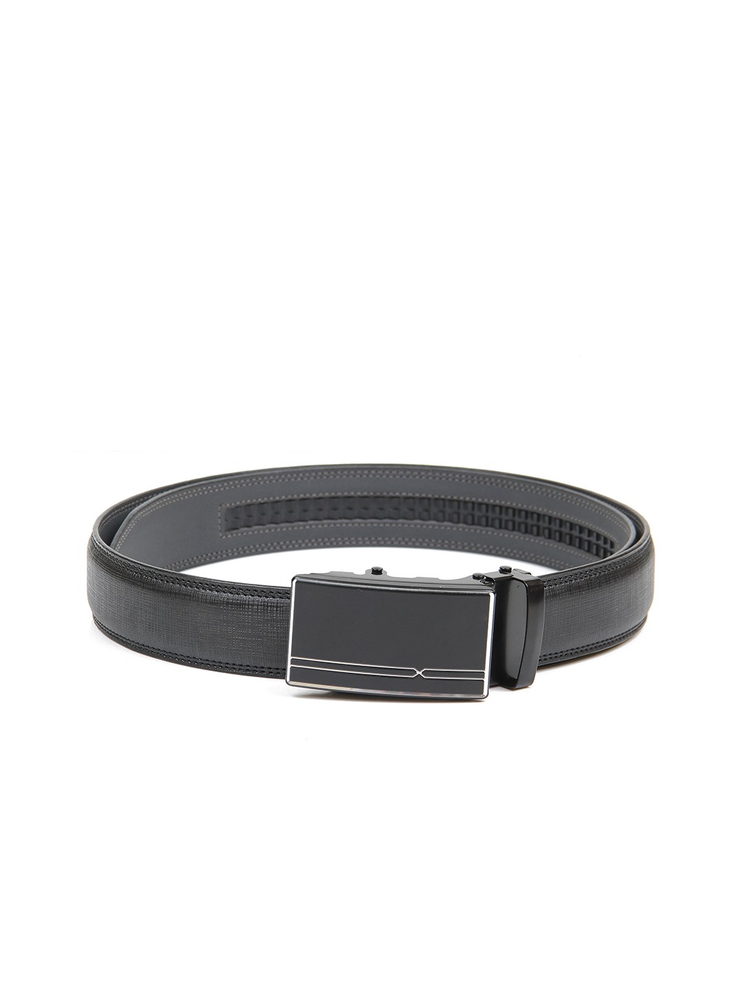 

Calvadoss Men Black Textured No Holes Belt