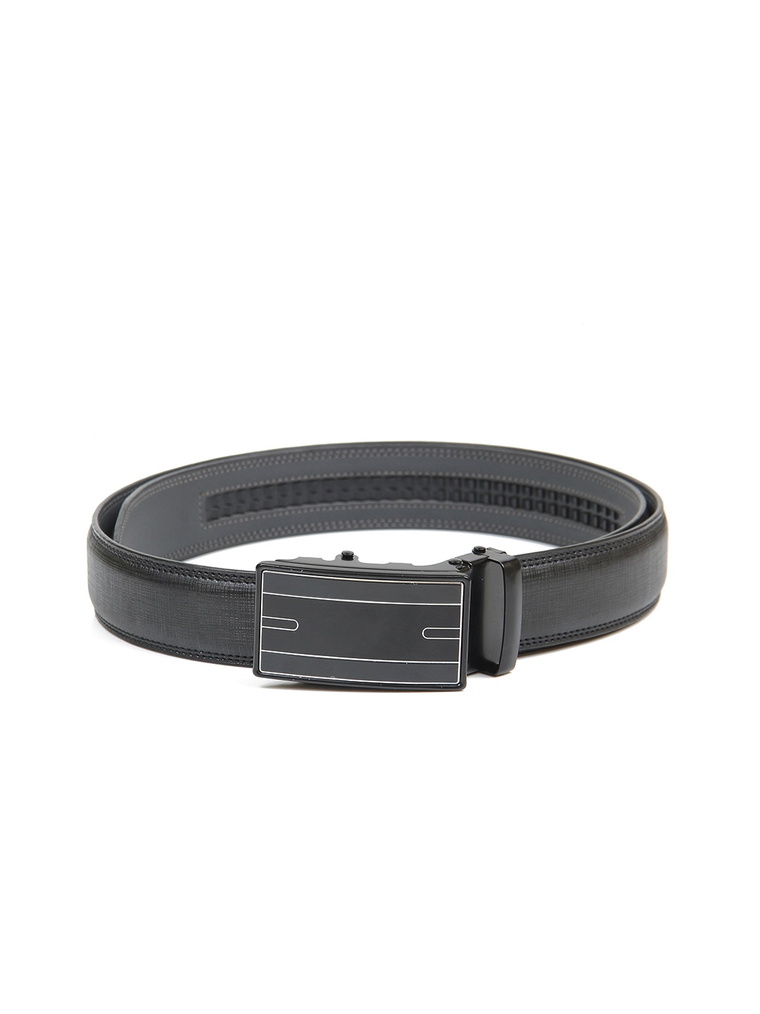 

Calvadoss Men Black Textured No Holes Belt