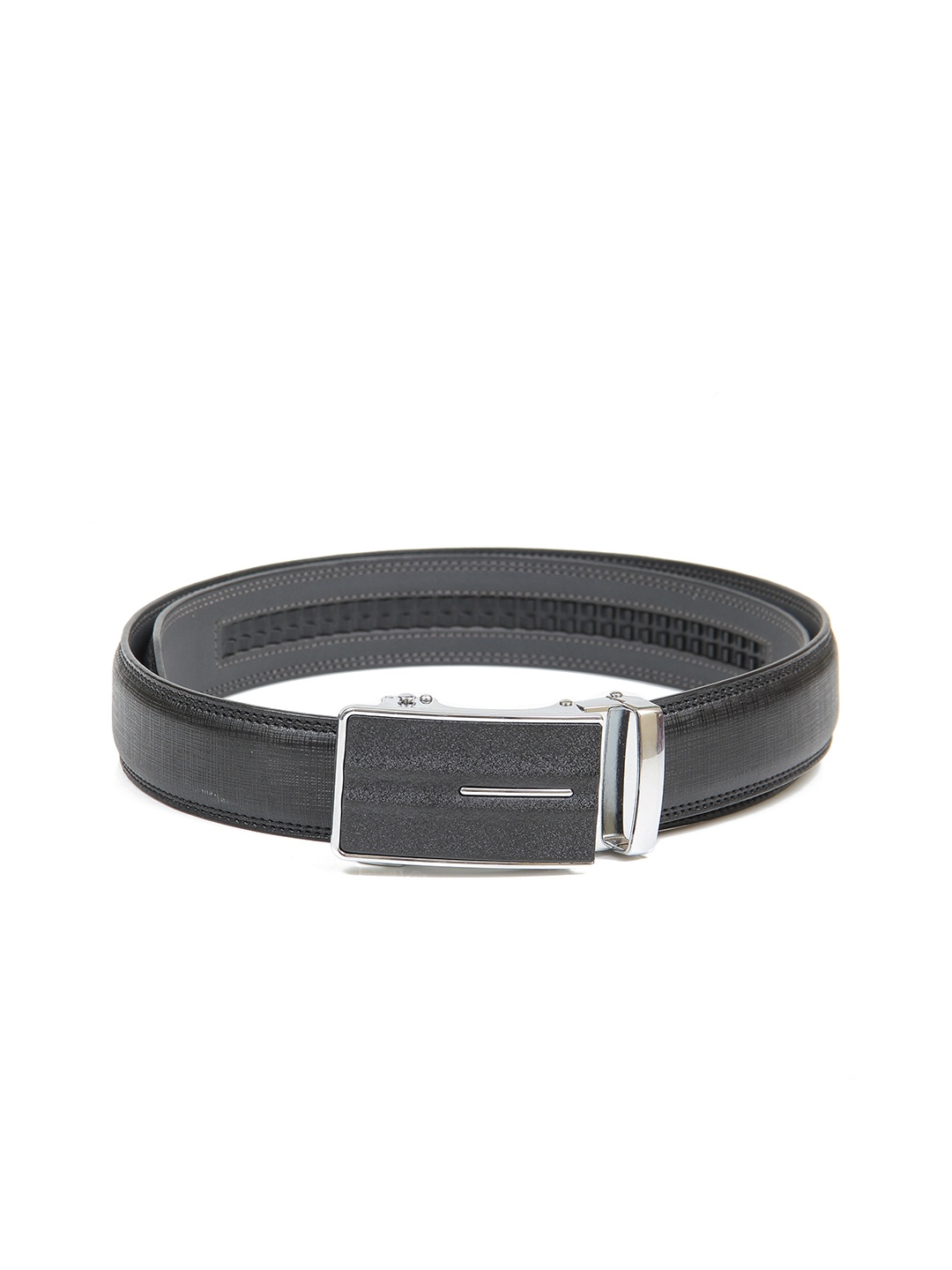 

Calvadoss Men Black Textured No Holes Belt