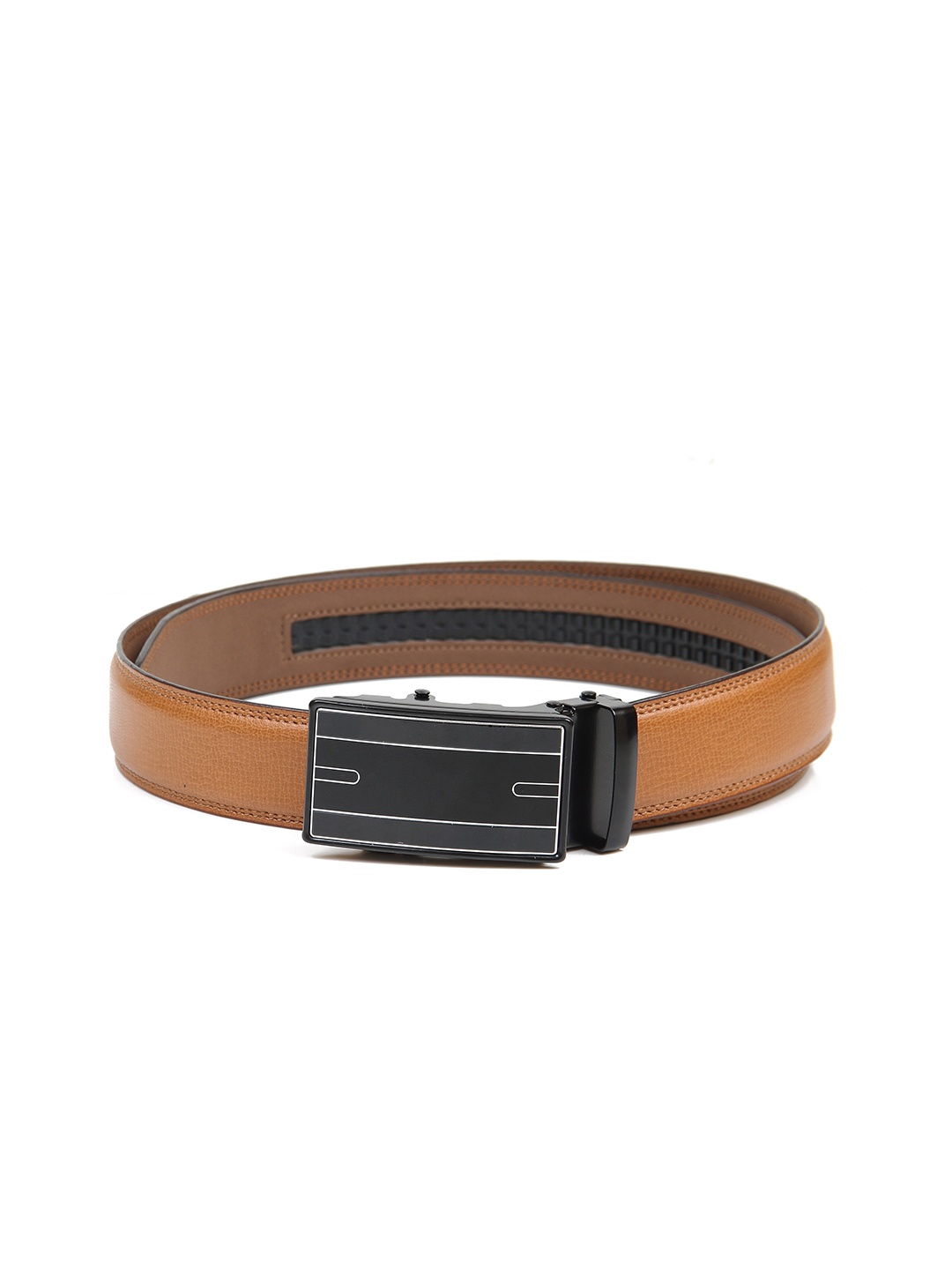 

Calvadoss Men Tan Textured No Holes Belt