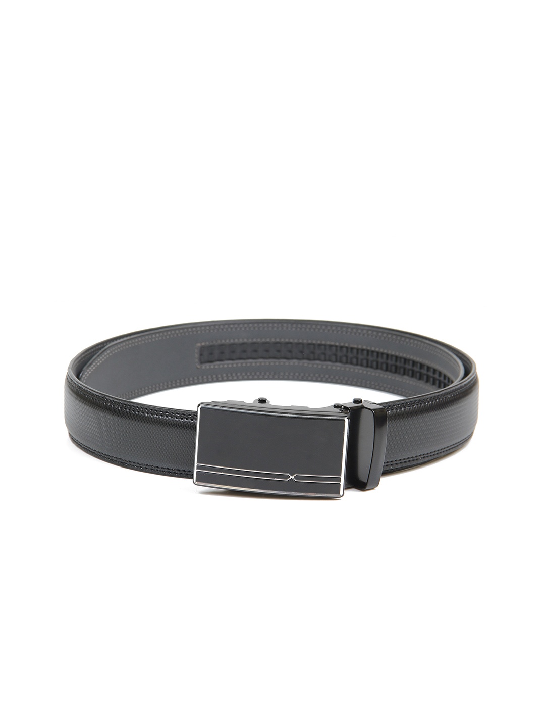 

Calvadoss Men Black Textured No Holes Belt